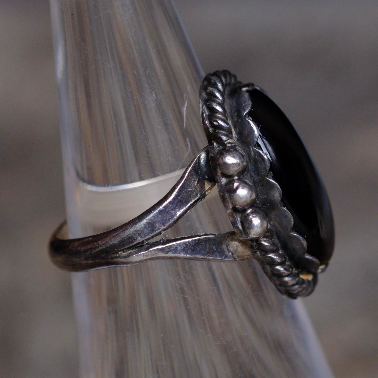 Vintage Sterling Onyx Roper Ring 3.25