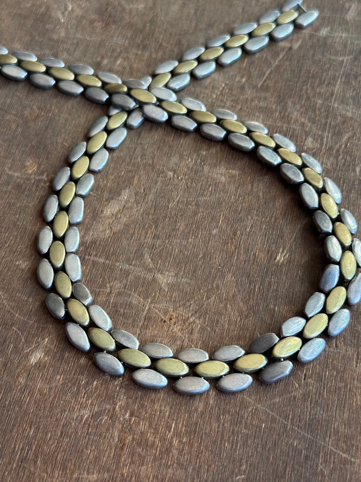 Vintage Sterling Silver & Brass 17.5” Panther Link Chain Choker