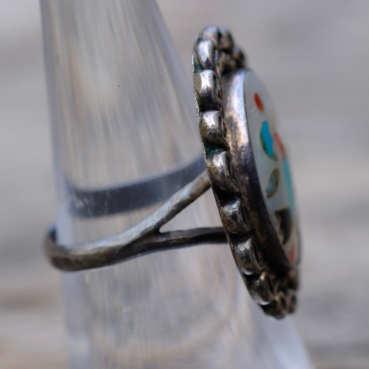 Vintage Sterling Multistone Inlay Bird Ring 6.75