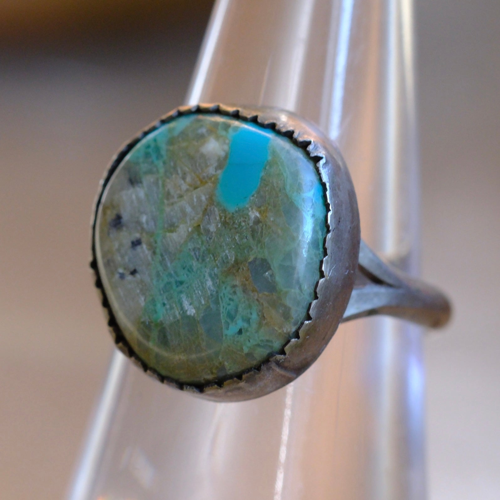 Vintage Sterling Turquoise Ring 6.75