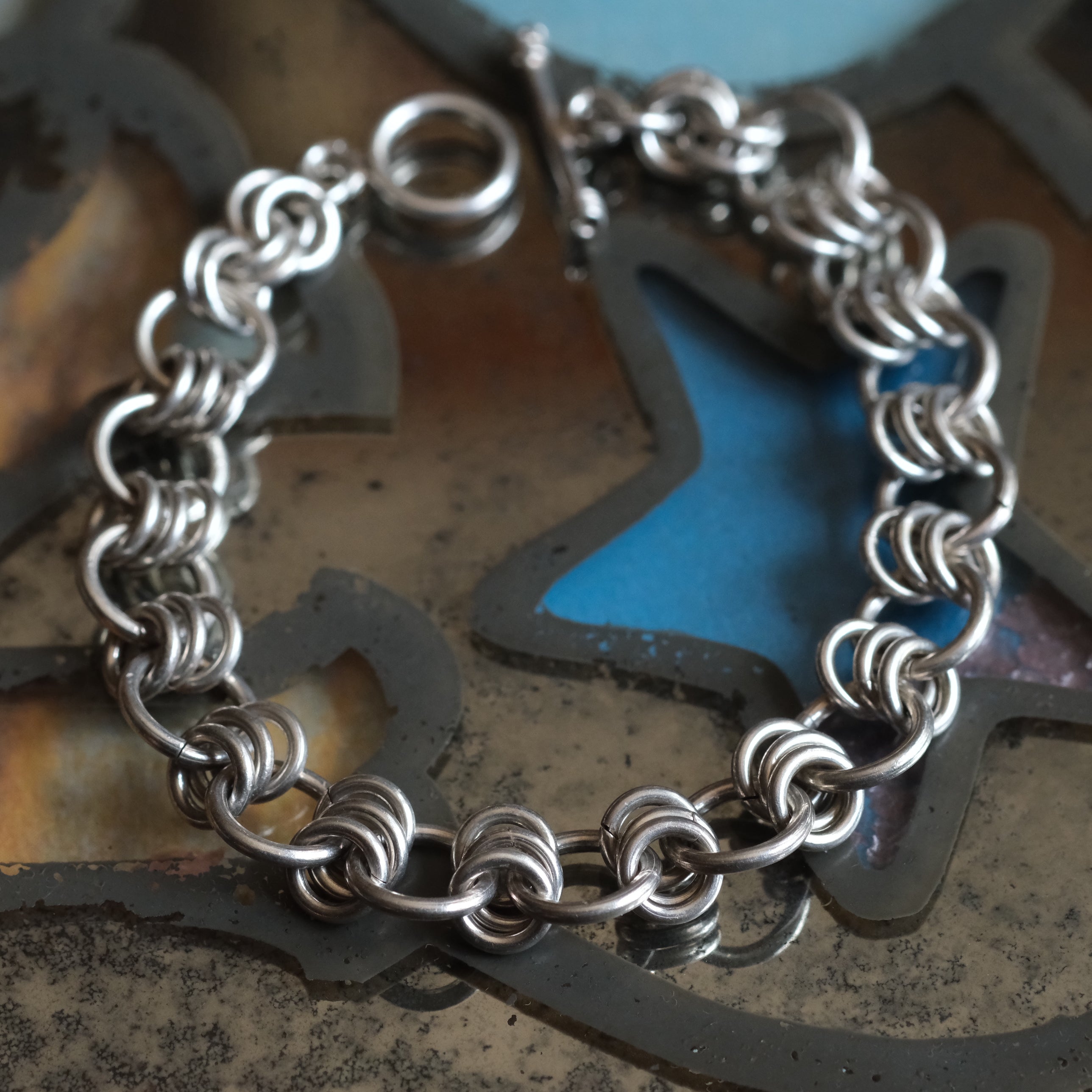 Vintage Sterling Silver Fancy Link Chain Bracelet 8"