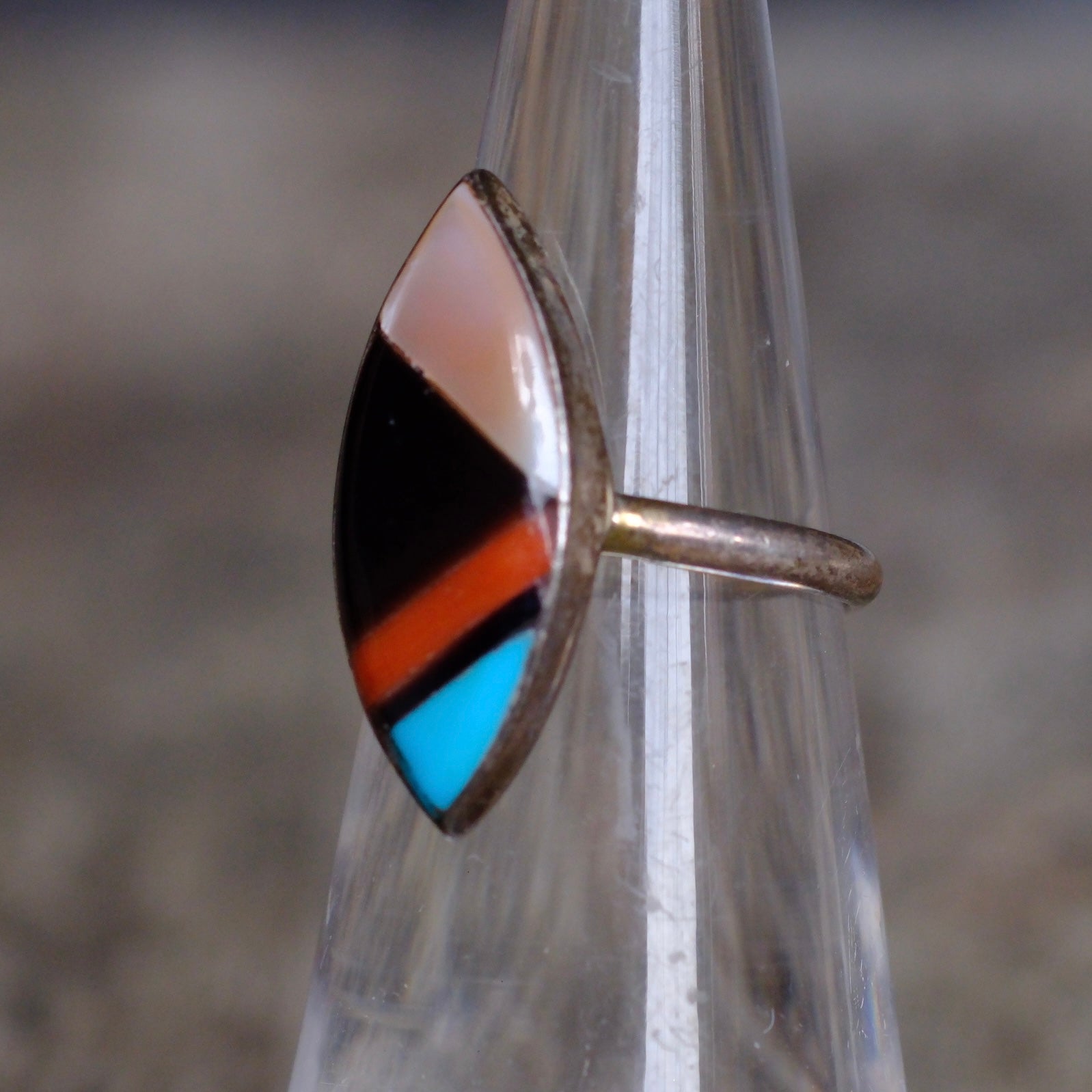 Vintage Sterling Zuni Inlay Ring 4