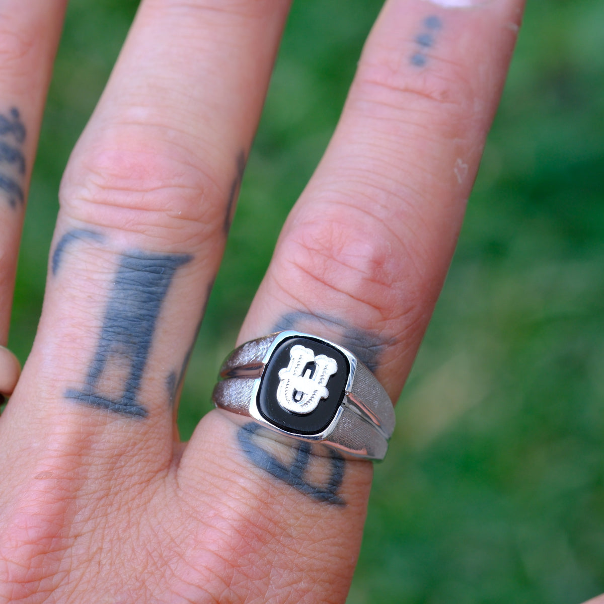 Vintage Sterling U Initial Signet Ring 10