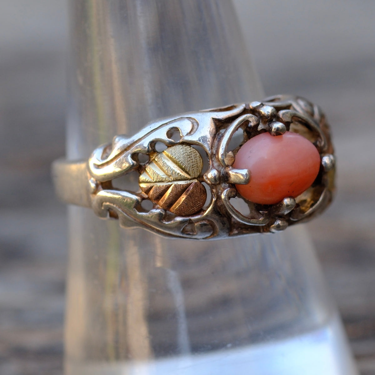 Vintage Sterling and Gold Spiny Oyster Ring 8.75