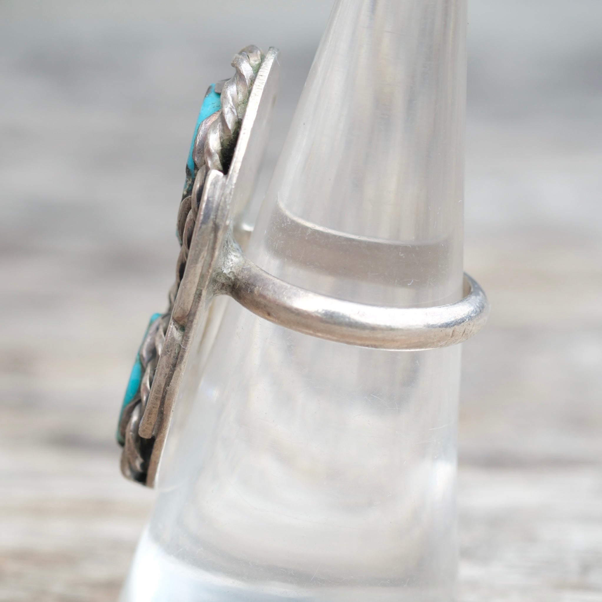 Vintage Sterling 2-Stone Turquoise Ring 6.5