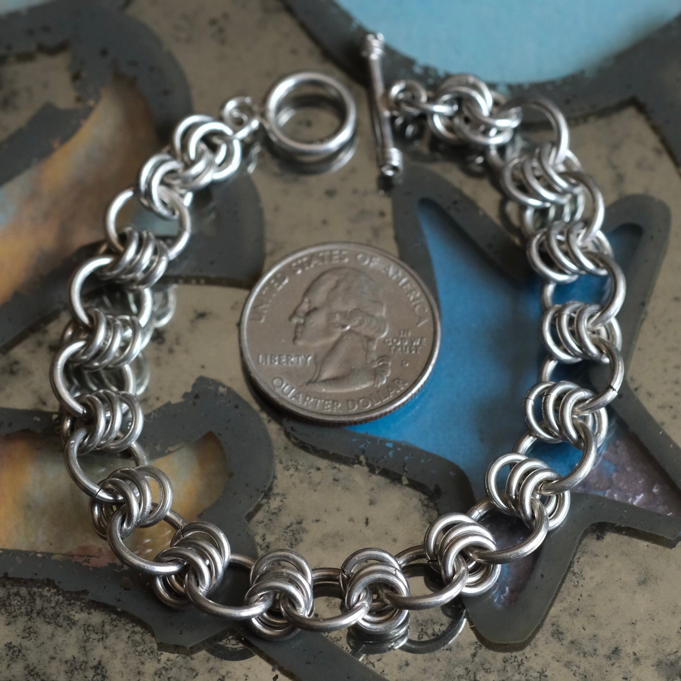 Vintage Sterling Silver Fancy Link Chain Bracelet 8"