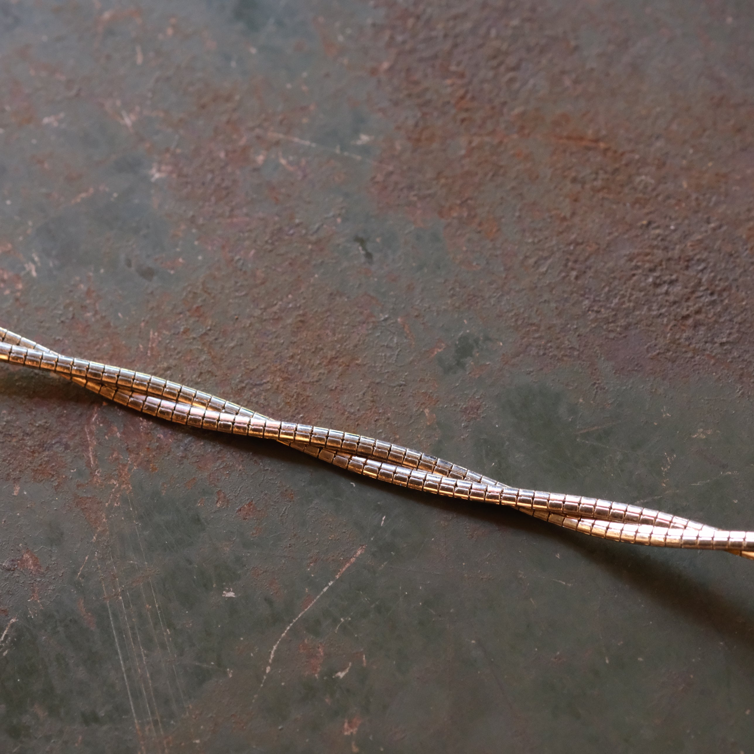 Vintage 2-Toned Sterling Braided Herringbone Bracelet