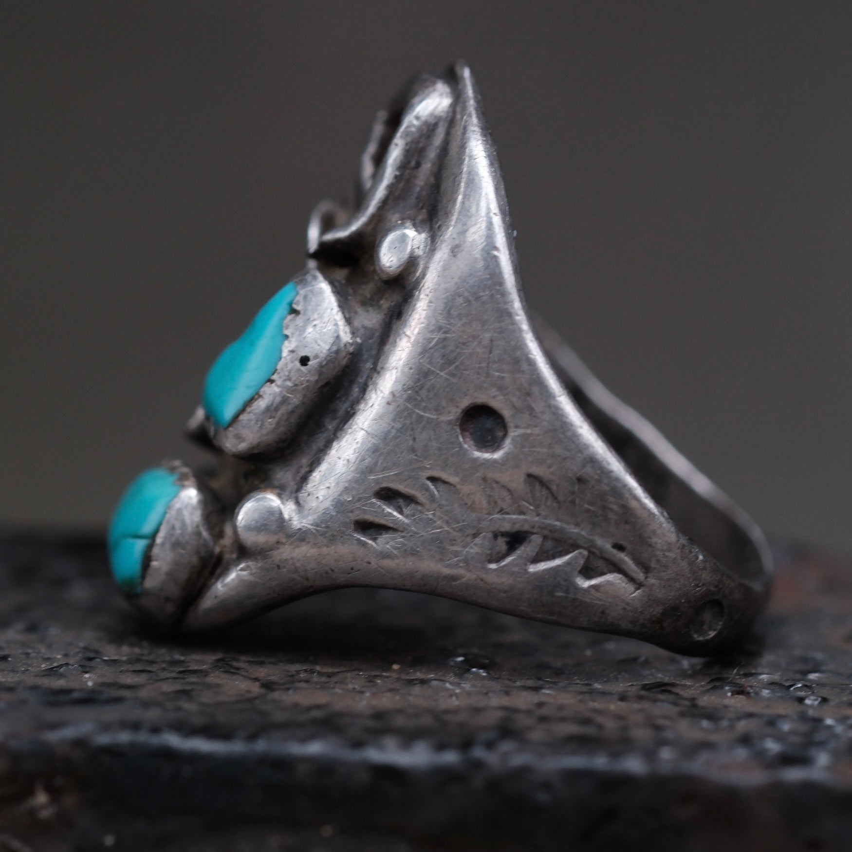 Vintage Sterling Turquoise Ring 8.75