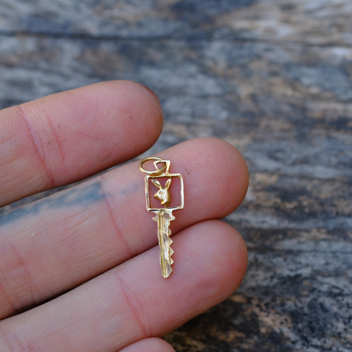 Vintage 14K Gold Playboy Key Charm .75"