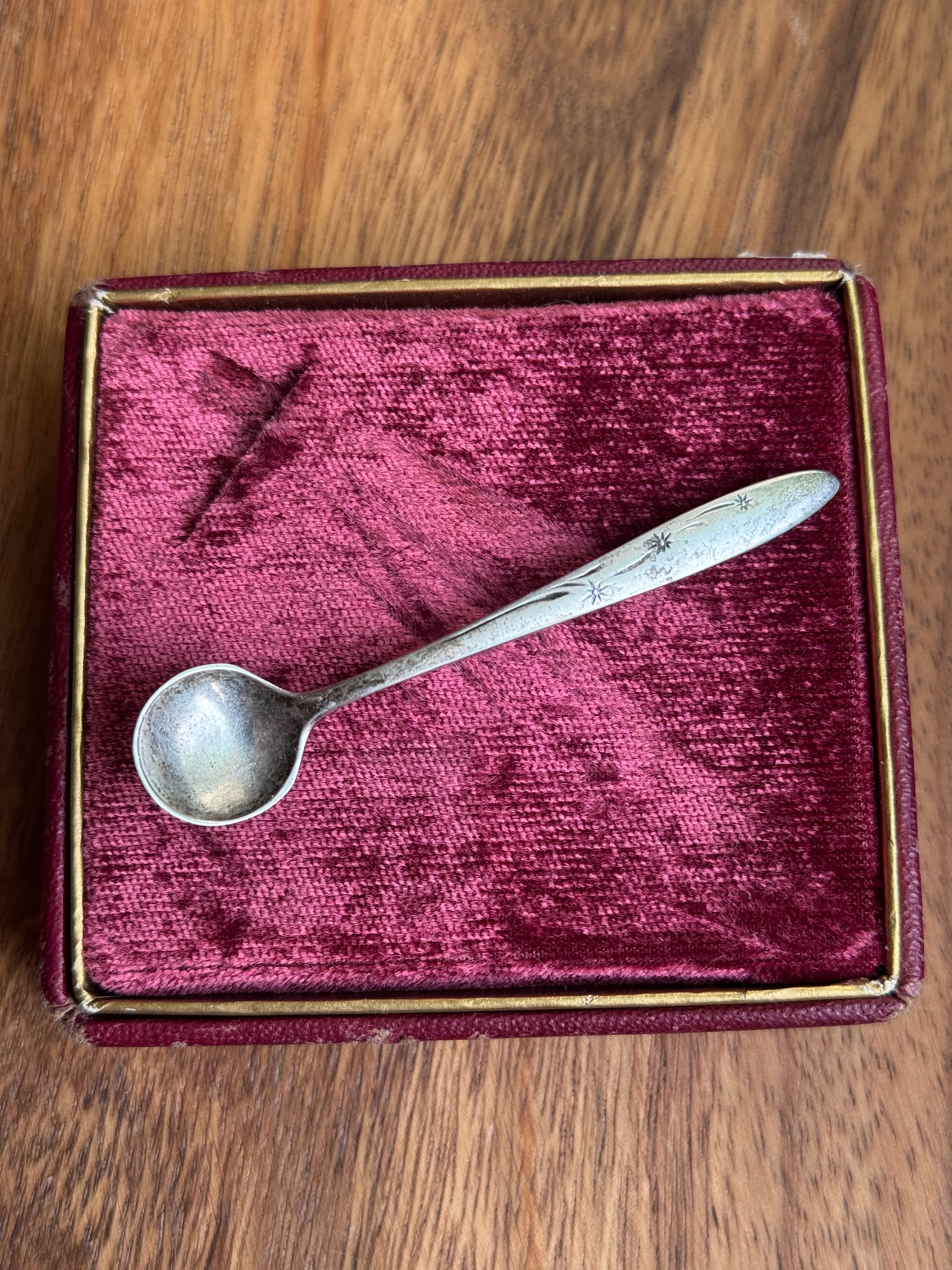 Vintage Sterling Silver Star Stamped Spoon Pin