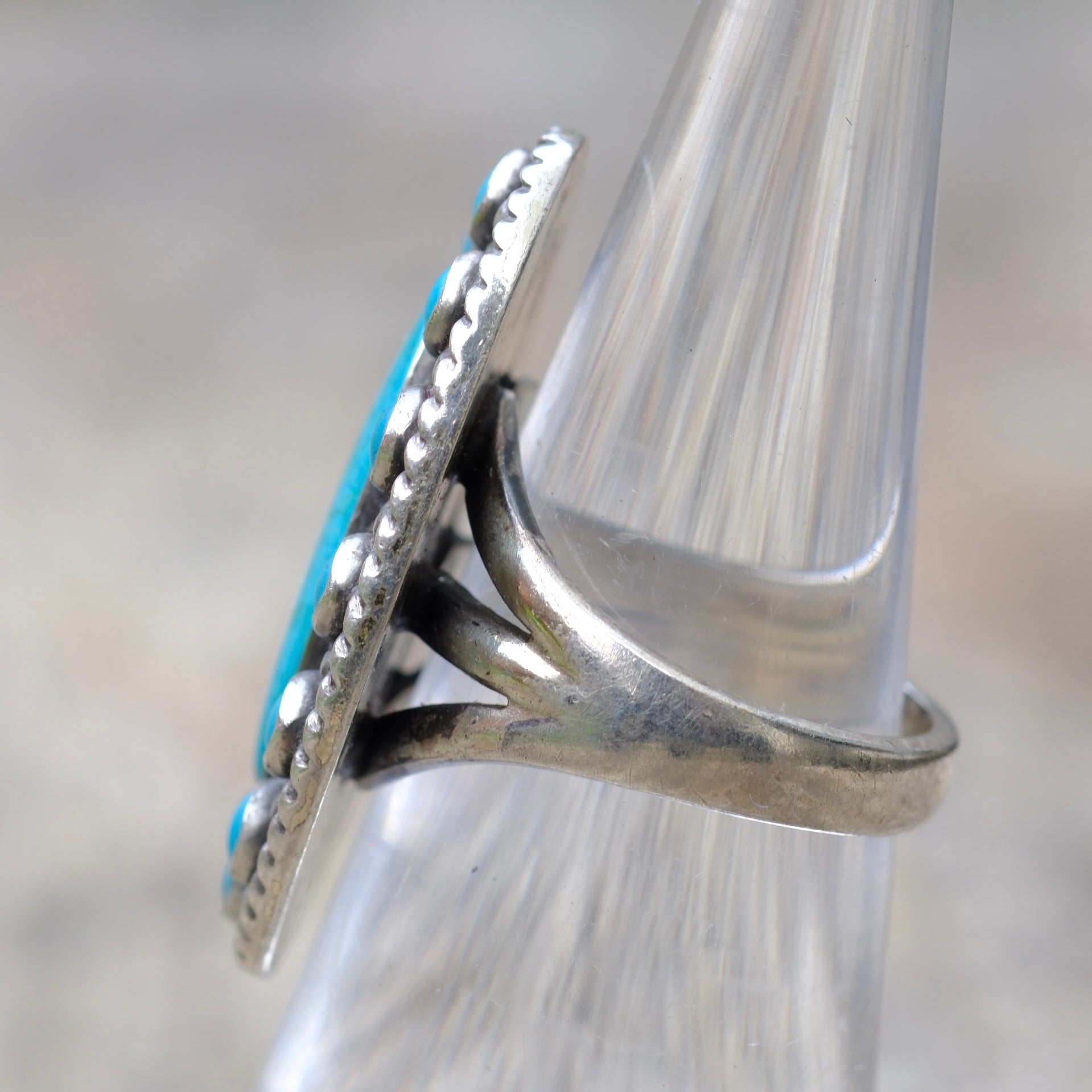 Vintage Sterling Turquoise Cluster Ring 5