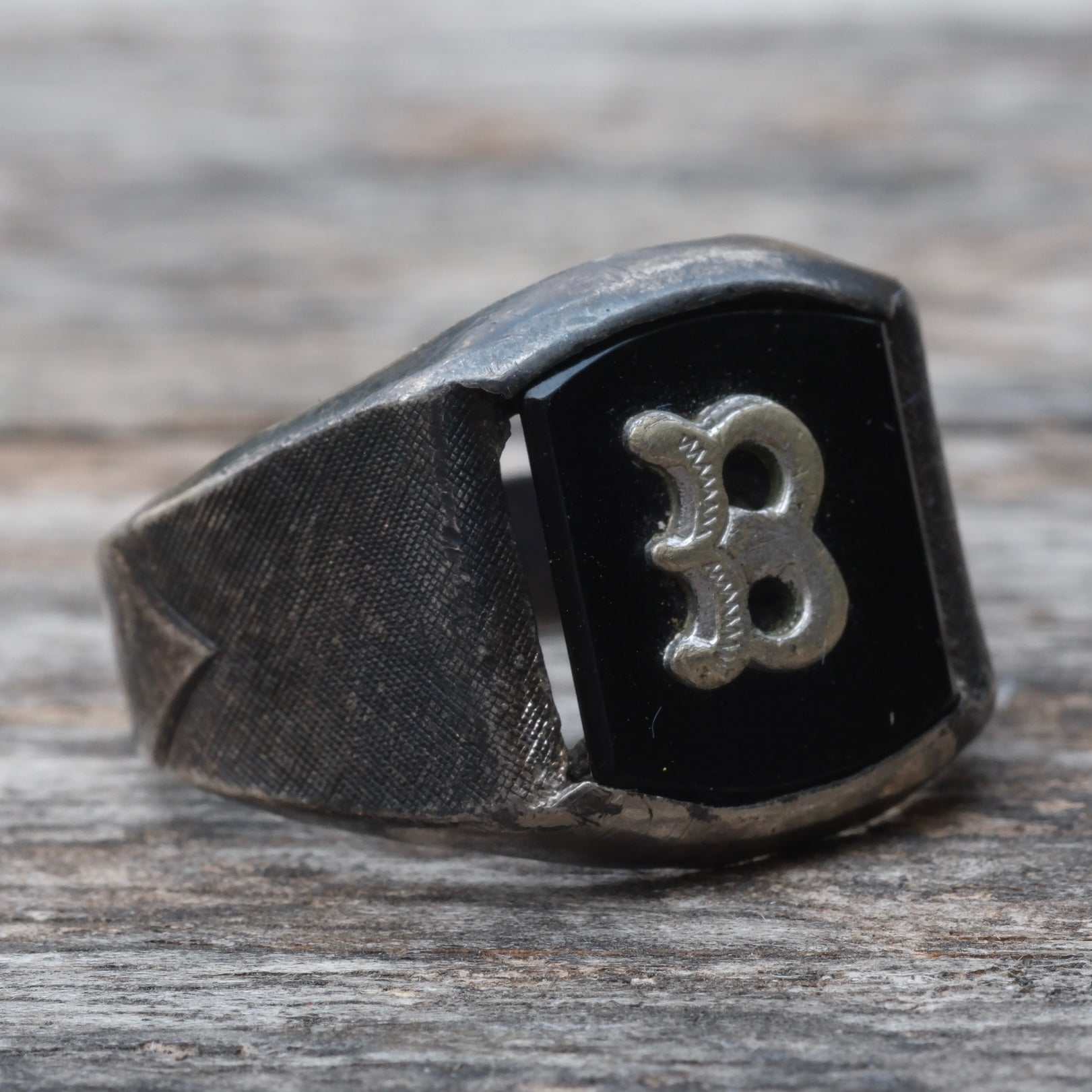 Vintage Sterling B Initial Signet Ring 10