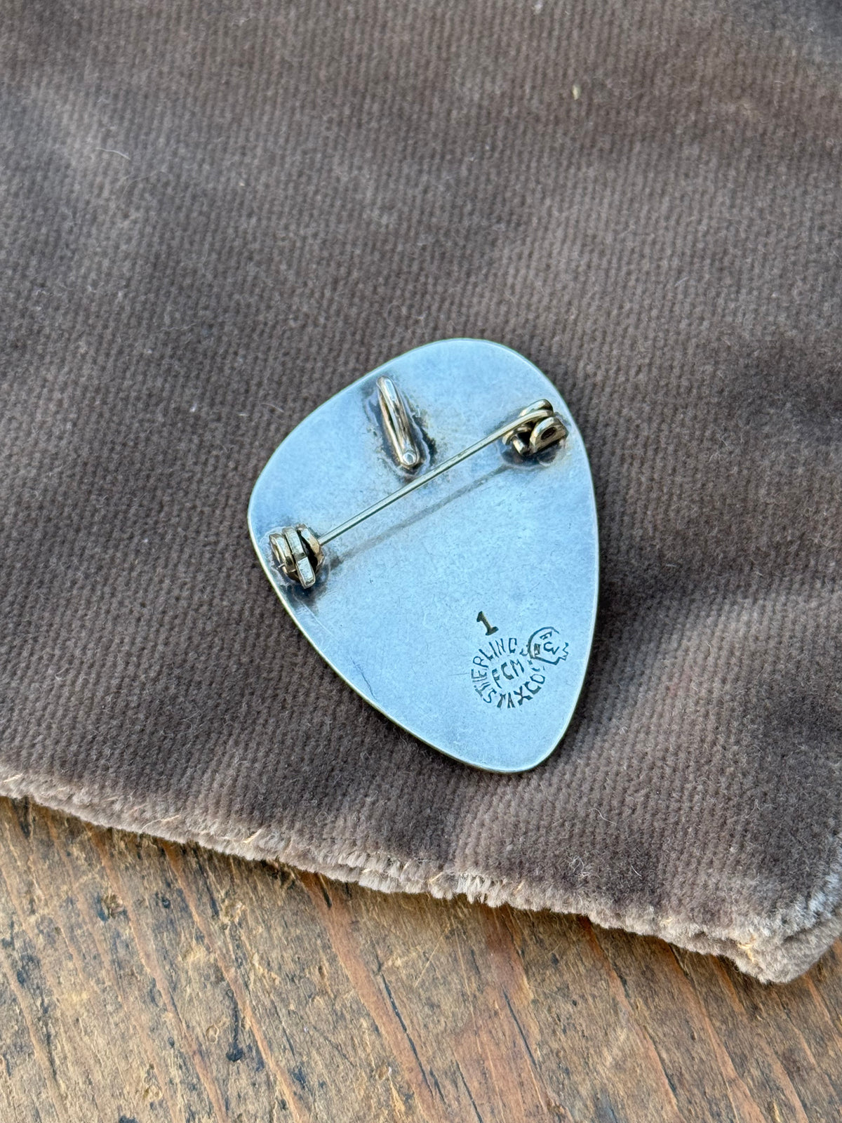 Vintage Sterling Silver Overlay Bolt & Moon Pin Pendant