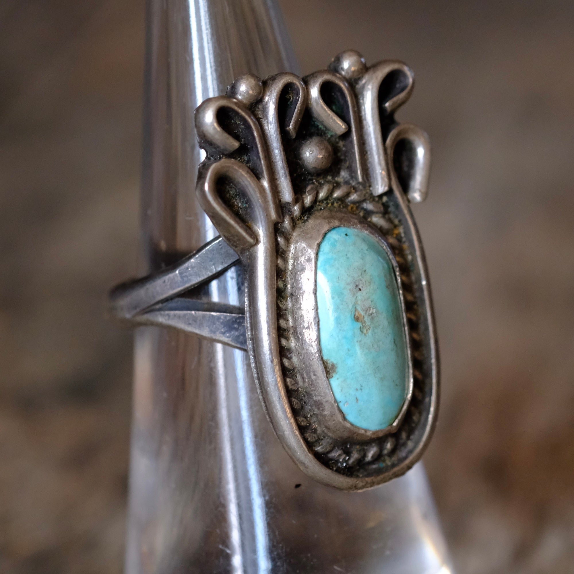 Vintage Sterling Turquoise Ring 5.5