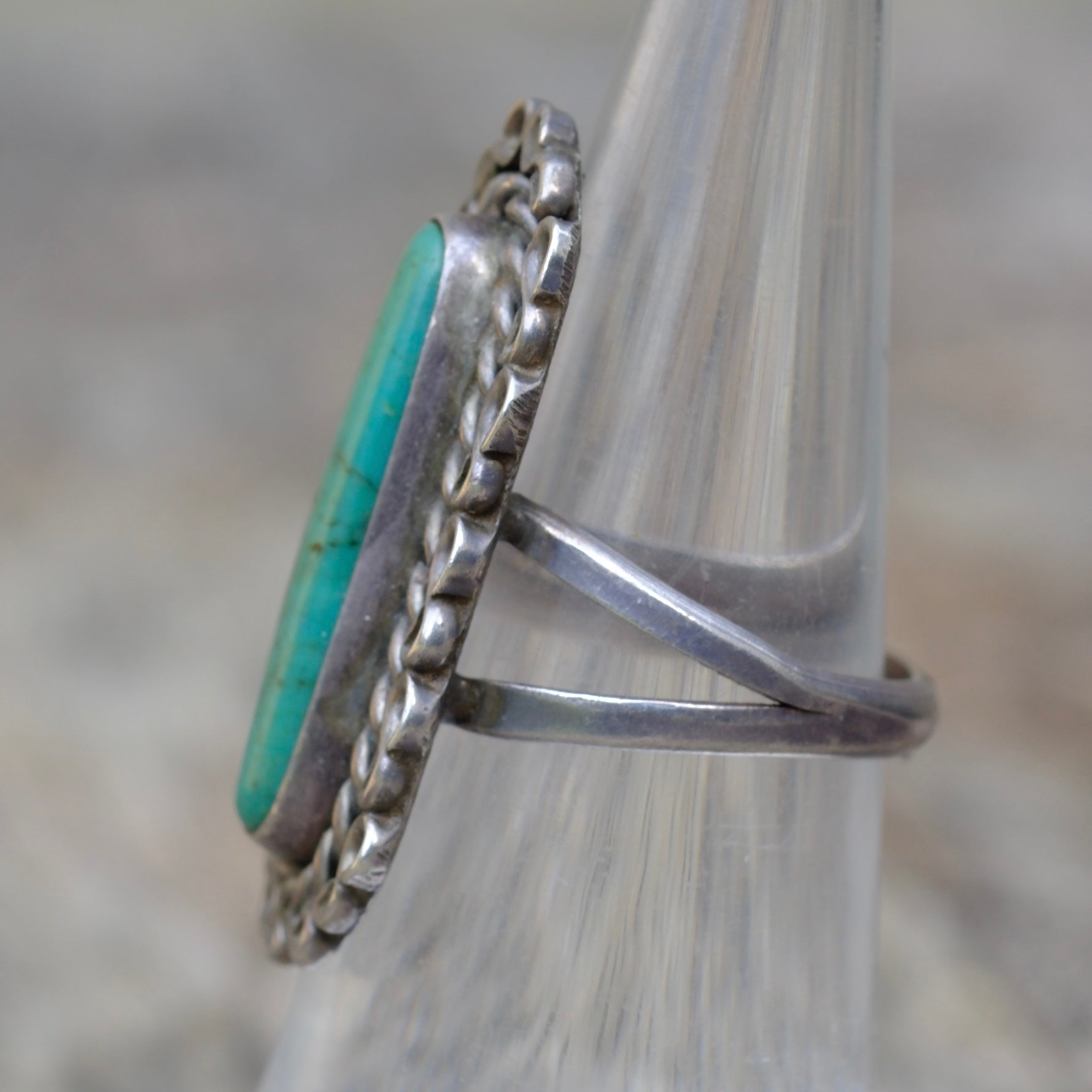 Vintage Sterling Turquoise Florette Ring 5