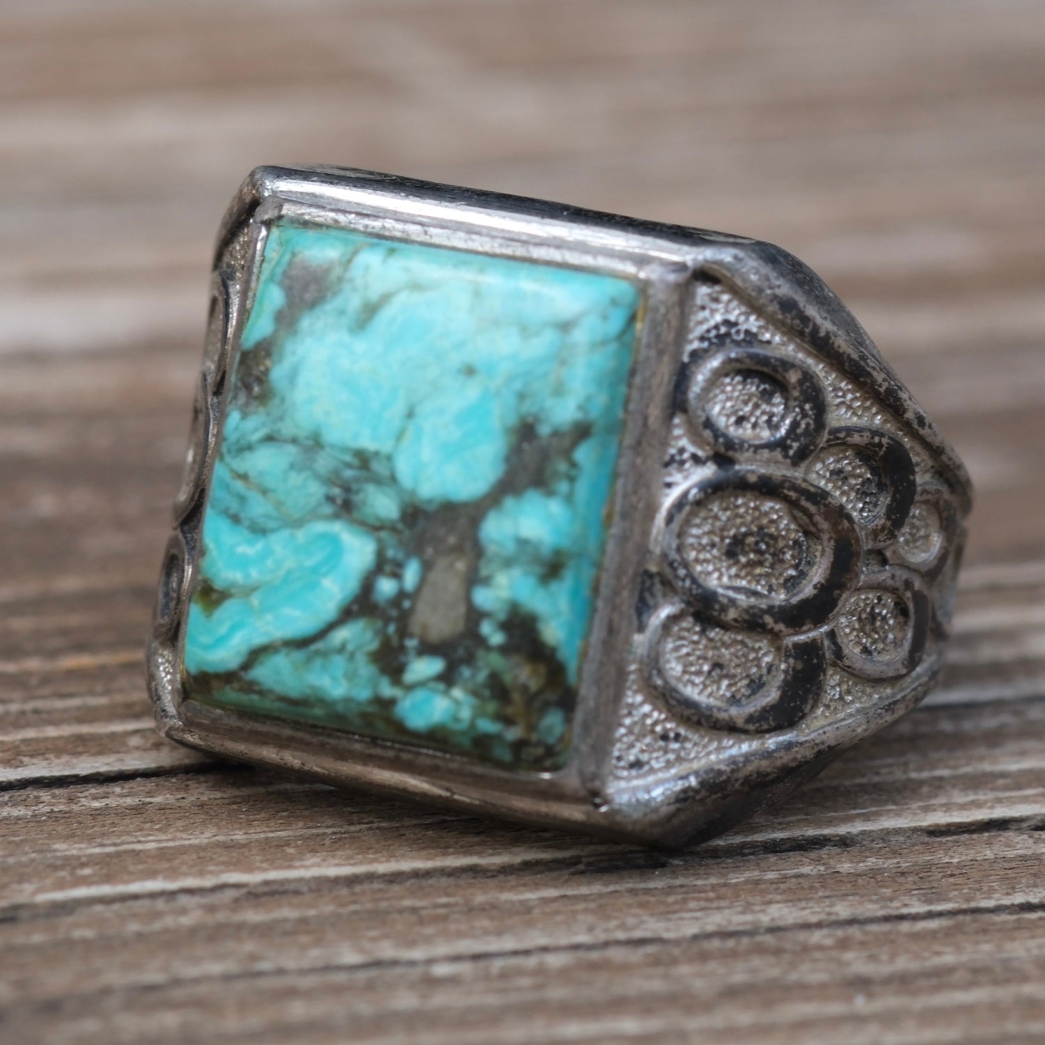 Vintage Sterling Turquoise Ring 8.75