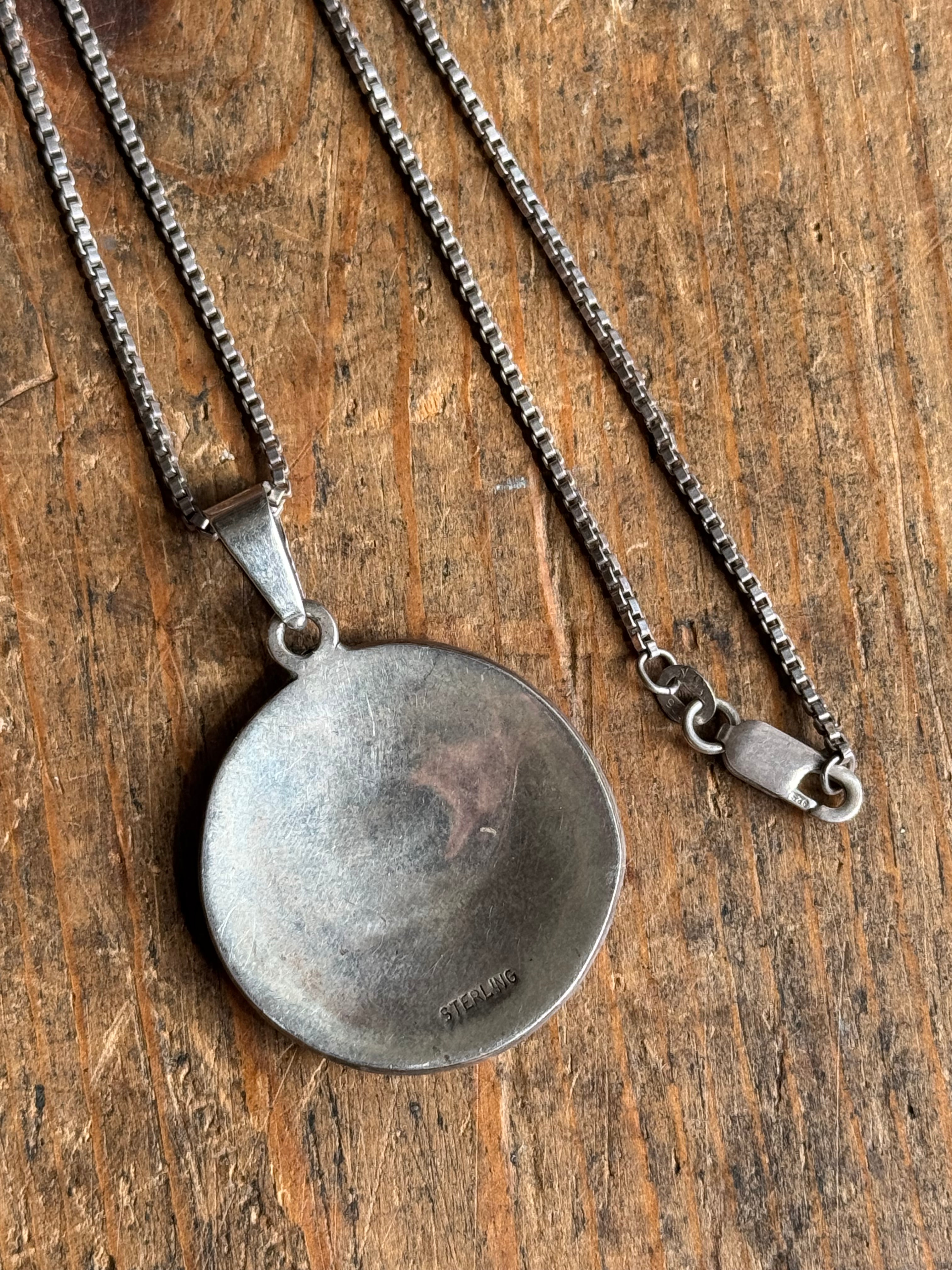 Vintage Sterling Silver Hopi Man in The Maze 19" Necklace