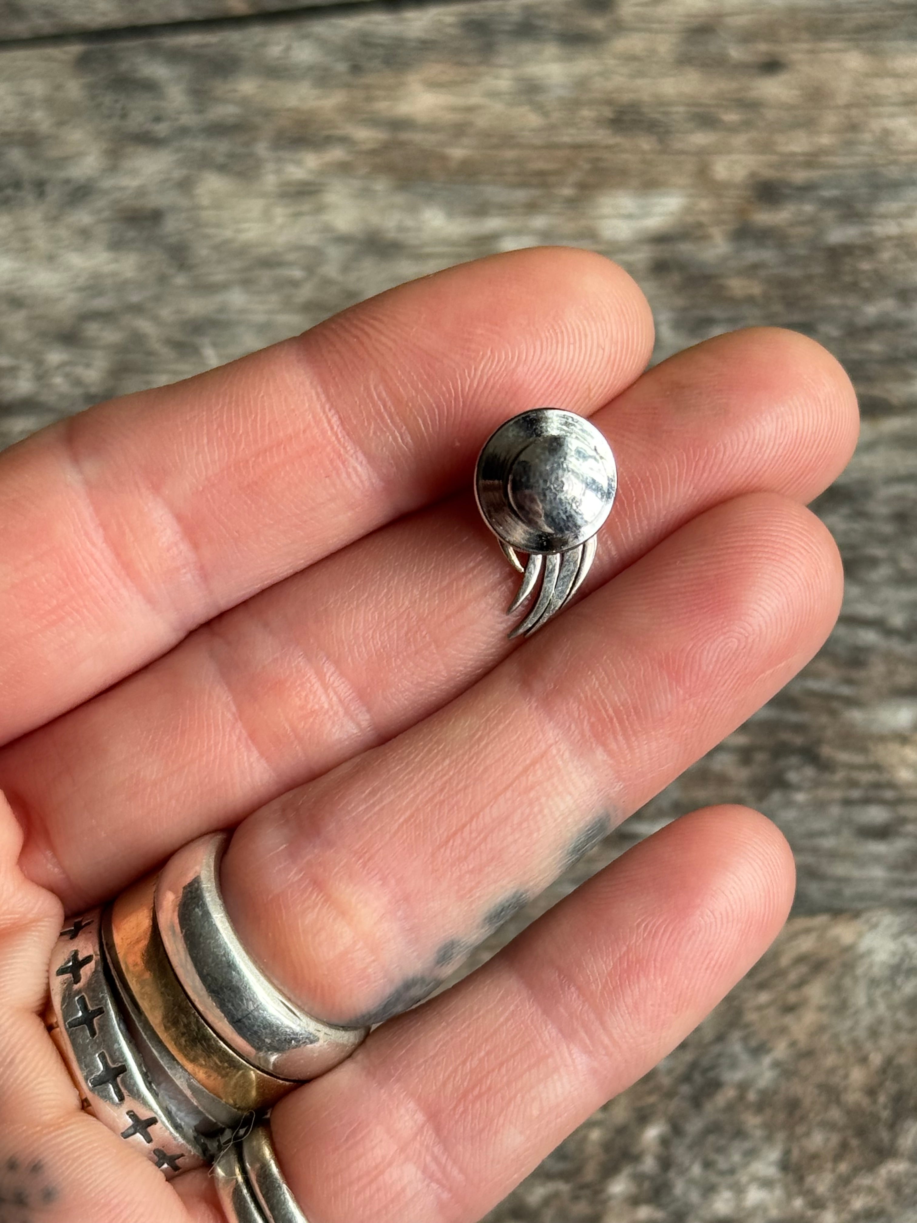 Vintage Sterling Silver Multistone Inlay Paw Pin