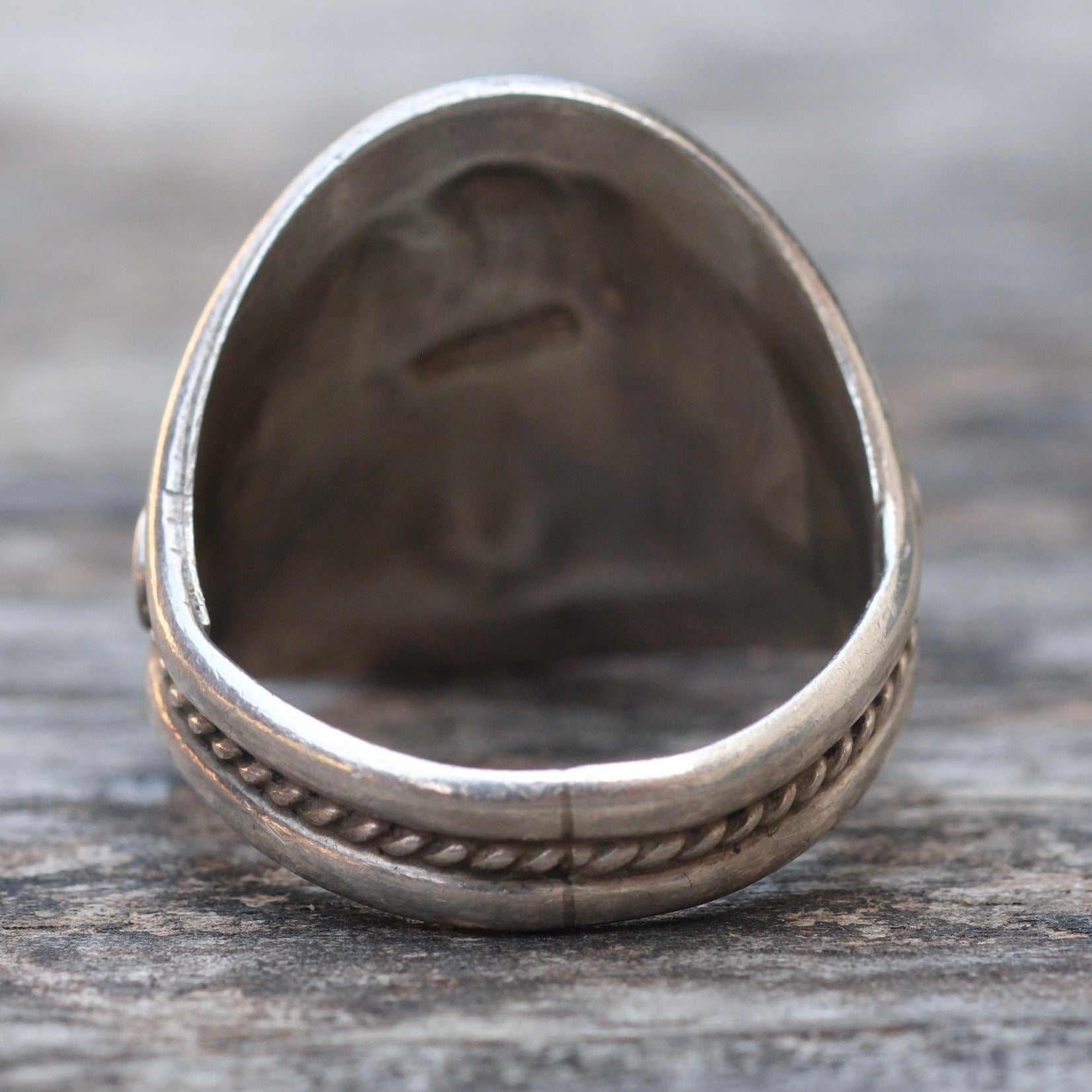 Vintage Sterling Turquoise Feather Ring 11