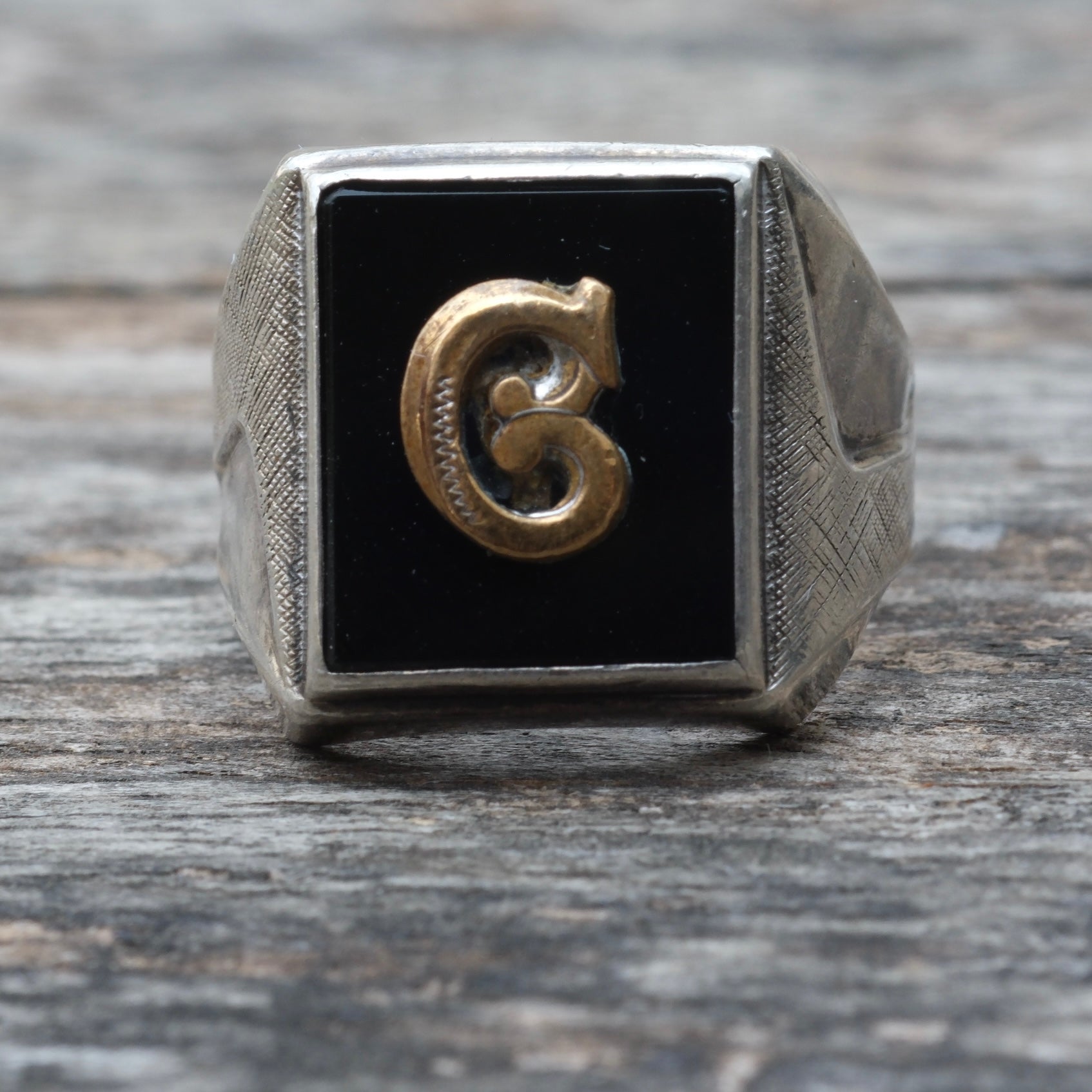 Vintage Sterling G Initial Signet Ring 7.25