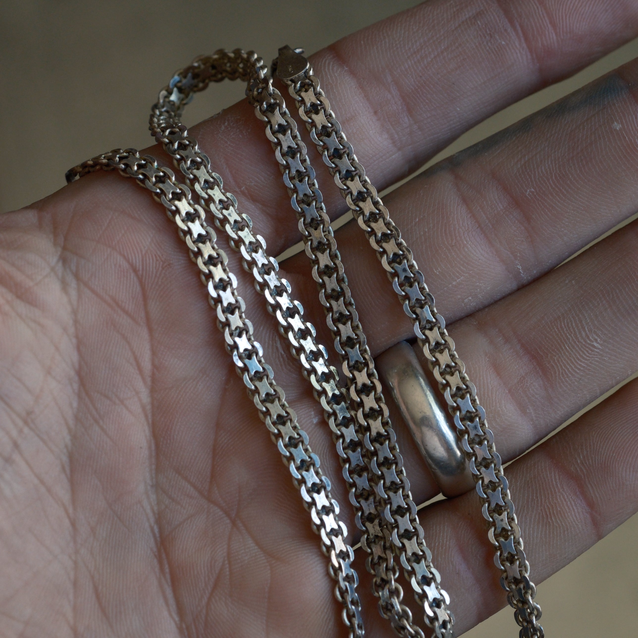 Vintage Sterling Silver Box Chain Necklace 18"