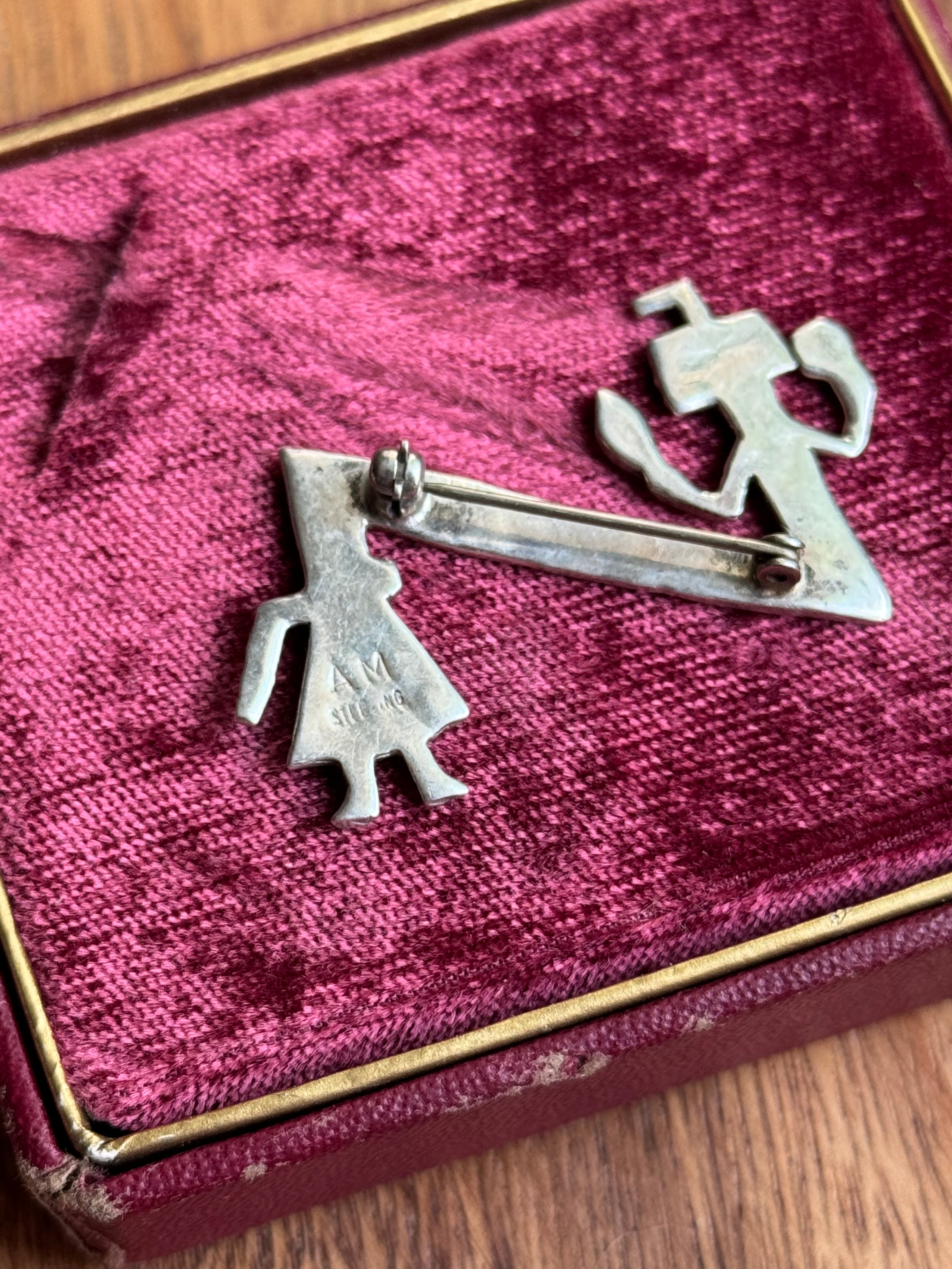 Vintage Sterling Silver Zig Zag Kachina Pin