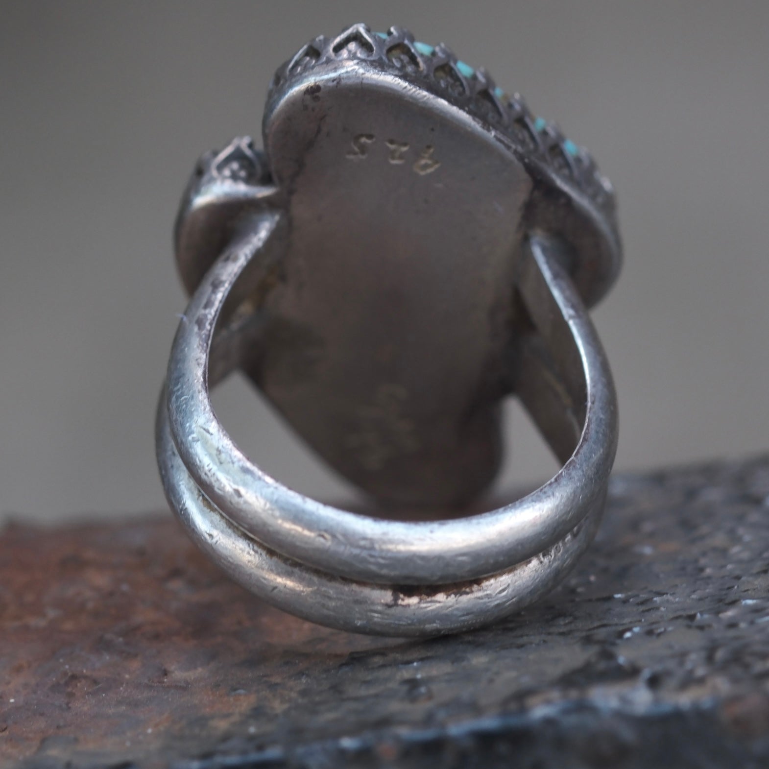 Vintage Sterling 2-Stone Turquoise Ring 5