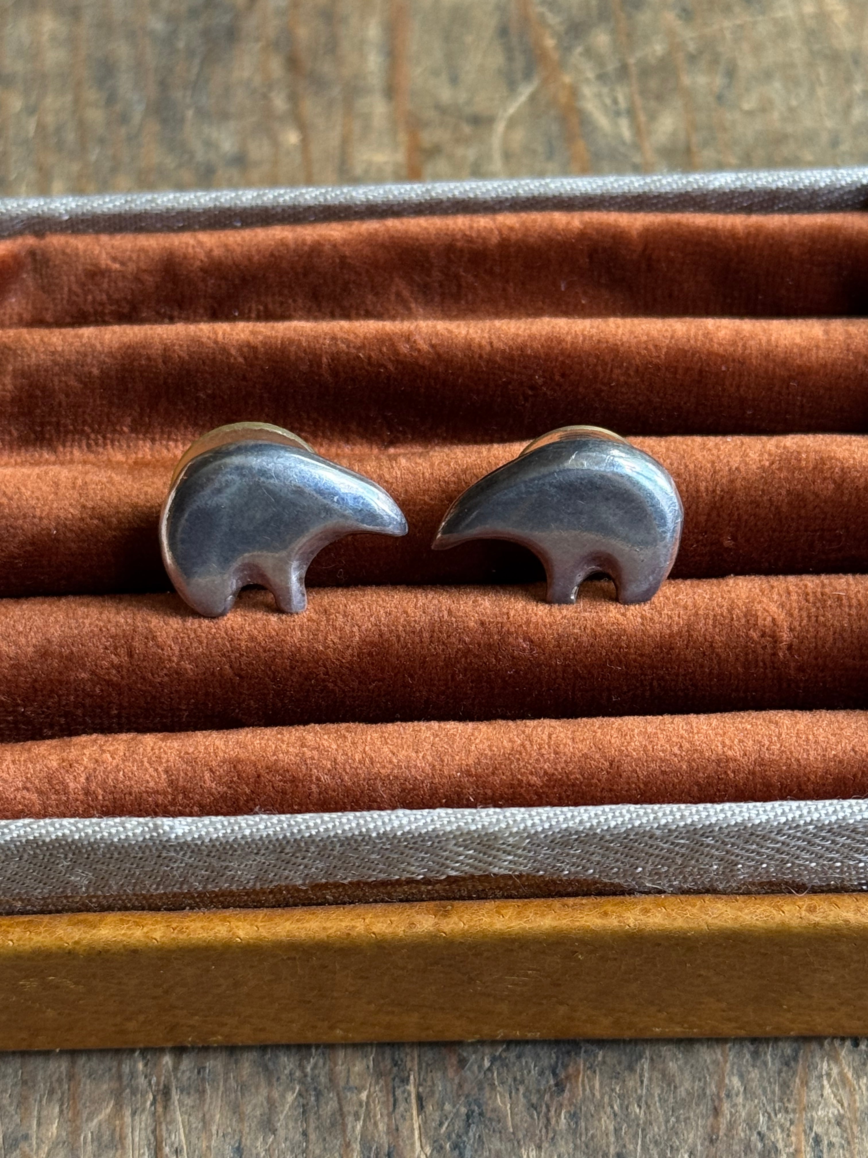 Vintage Sterling Silver Bear Stud Earrings
