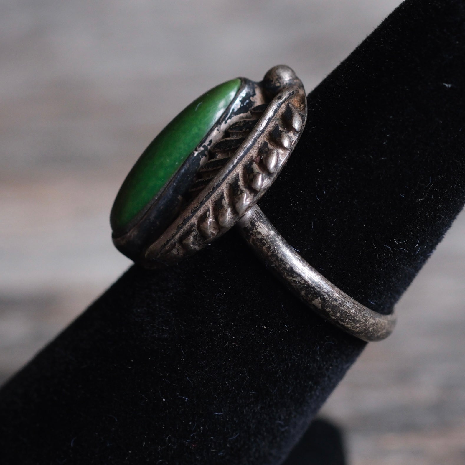 Vintage Sterling Turquoise Feather Ring 5.5