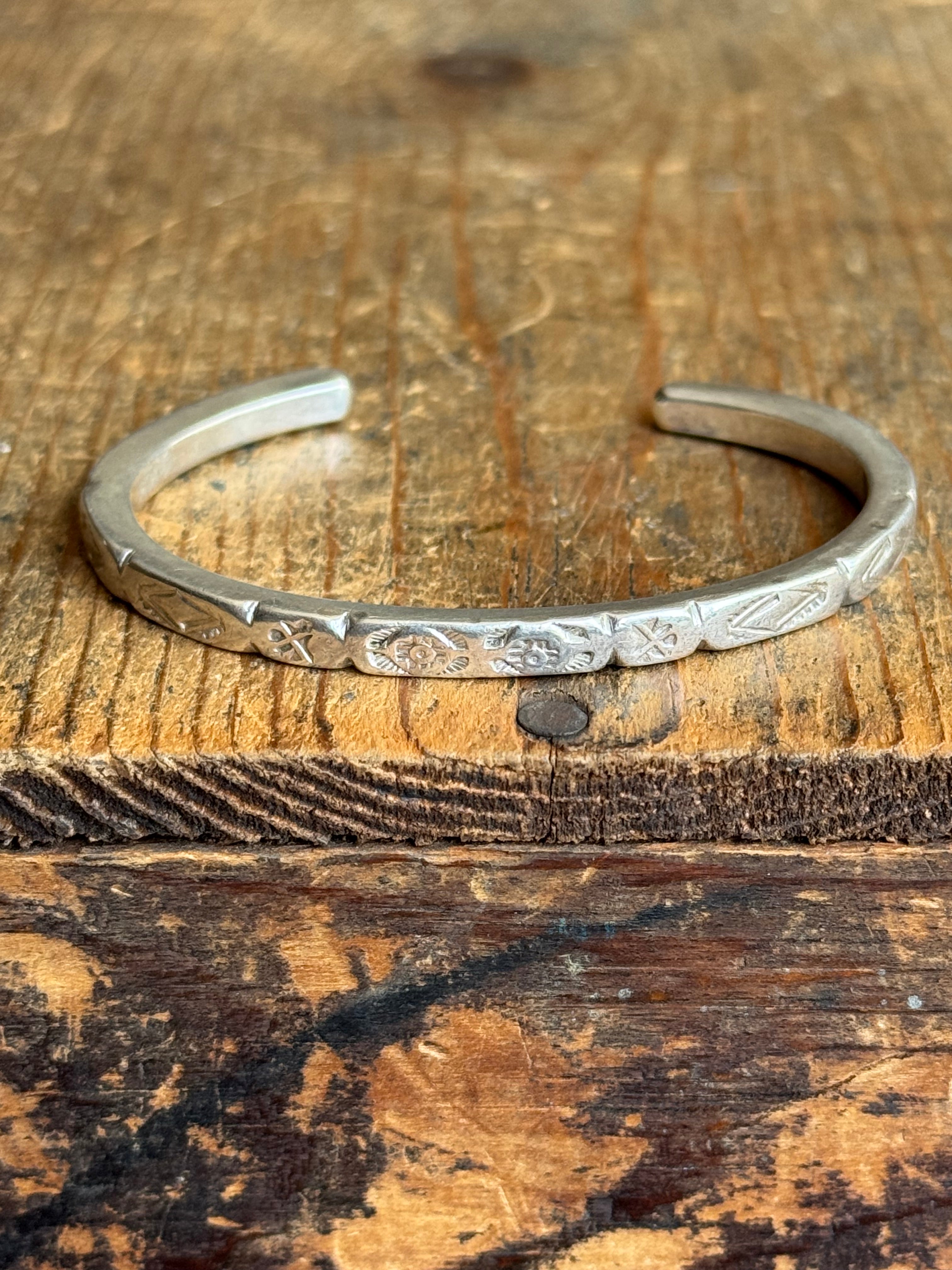 Vintage Sterling Silver Heavy Stamped Cuff