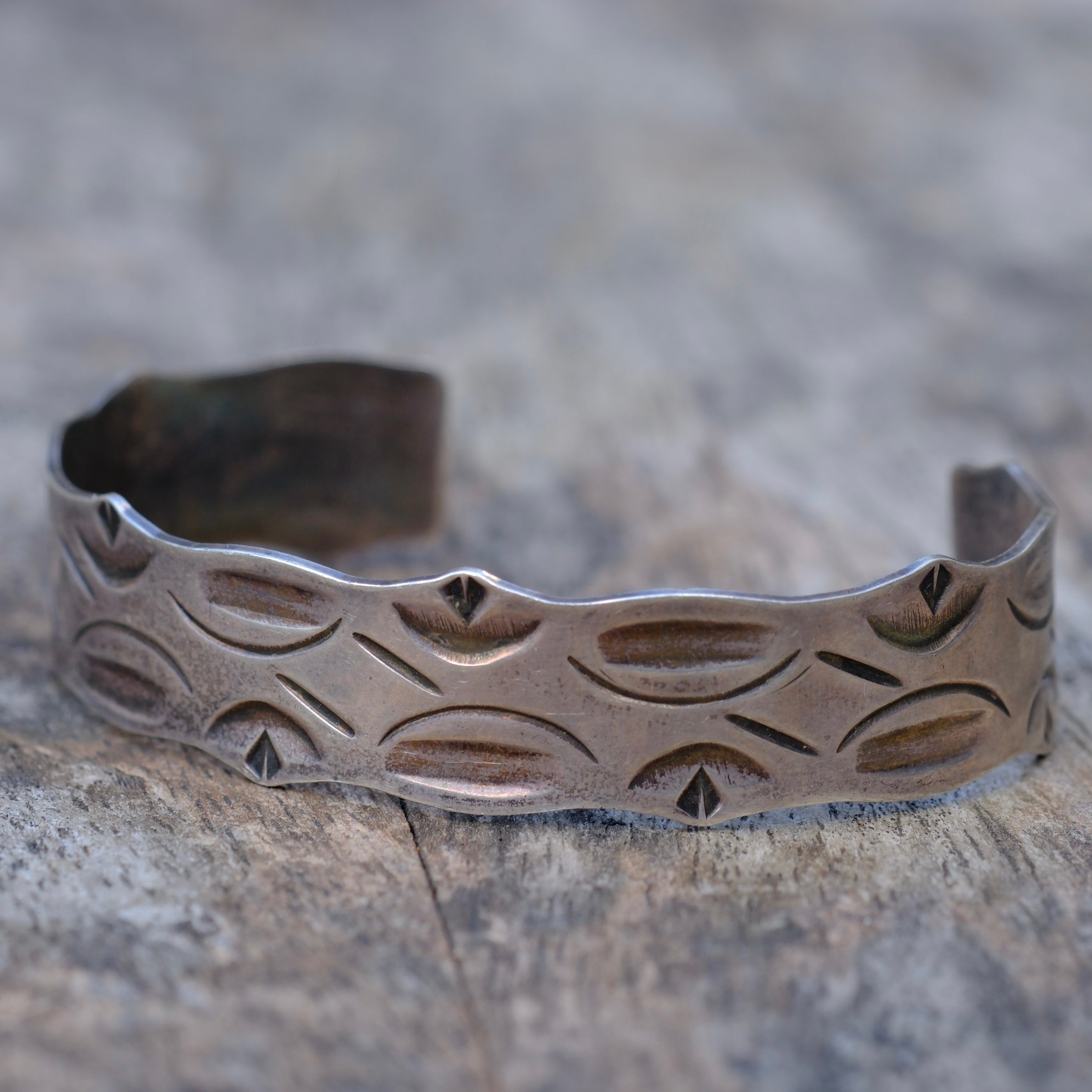Vintage Sterling Silver Stamped Cuff Bracelet