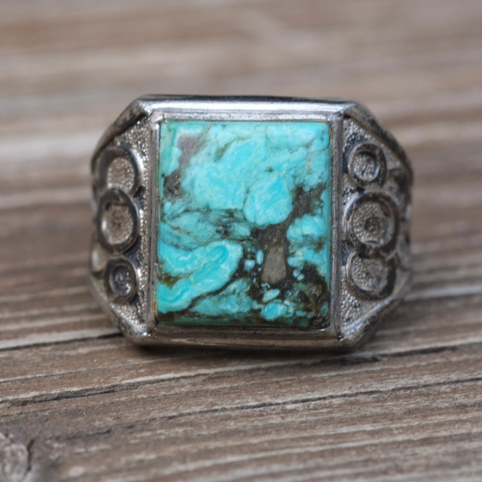 Vintage Sterling Turquoise Ring 8.75