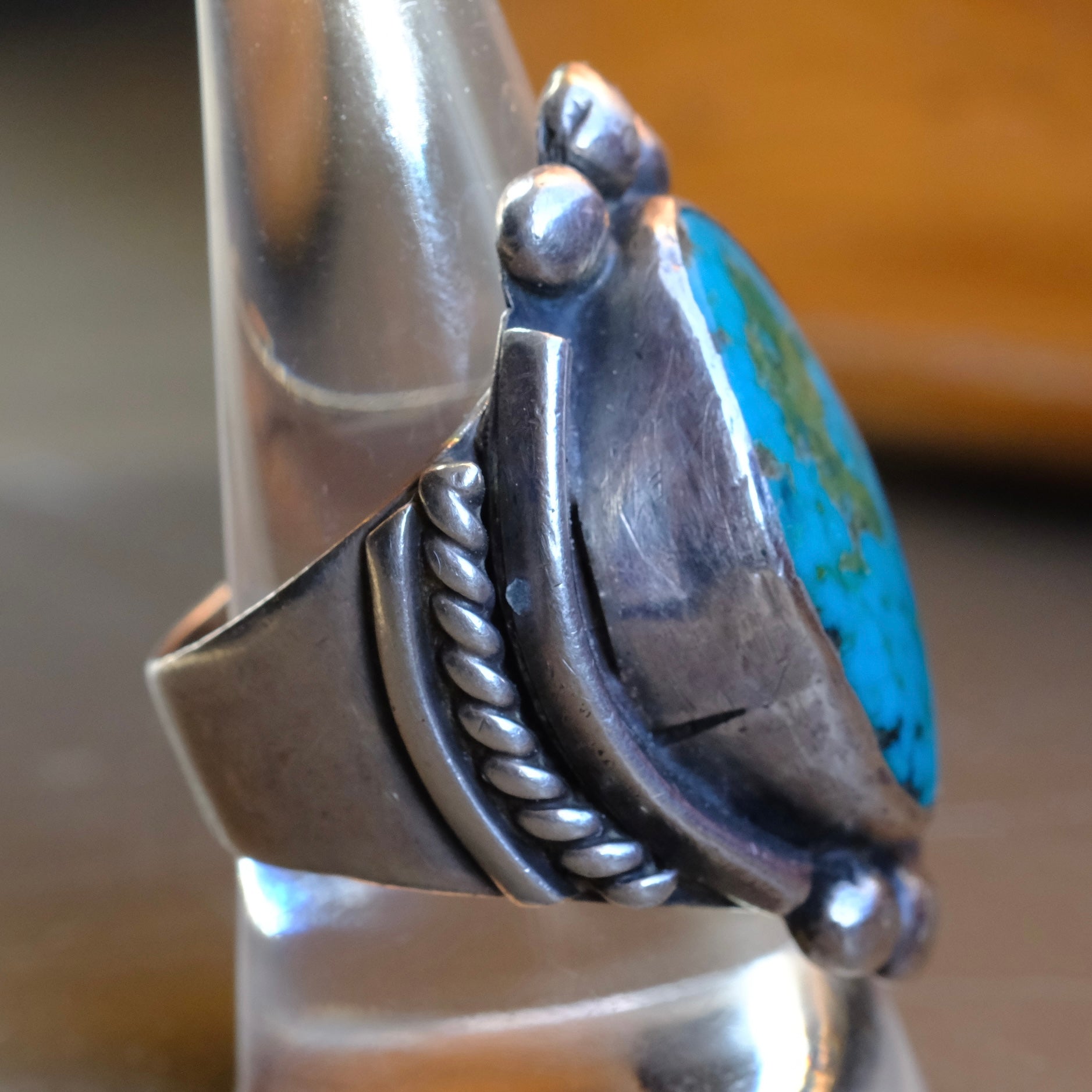Vintage Sterling Turquoise Ring 10.75