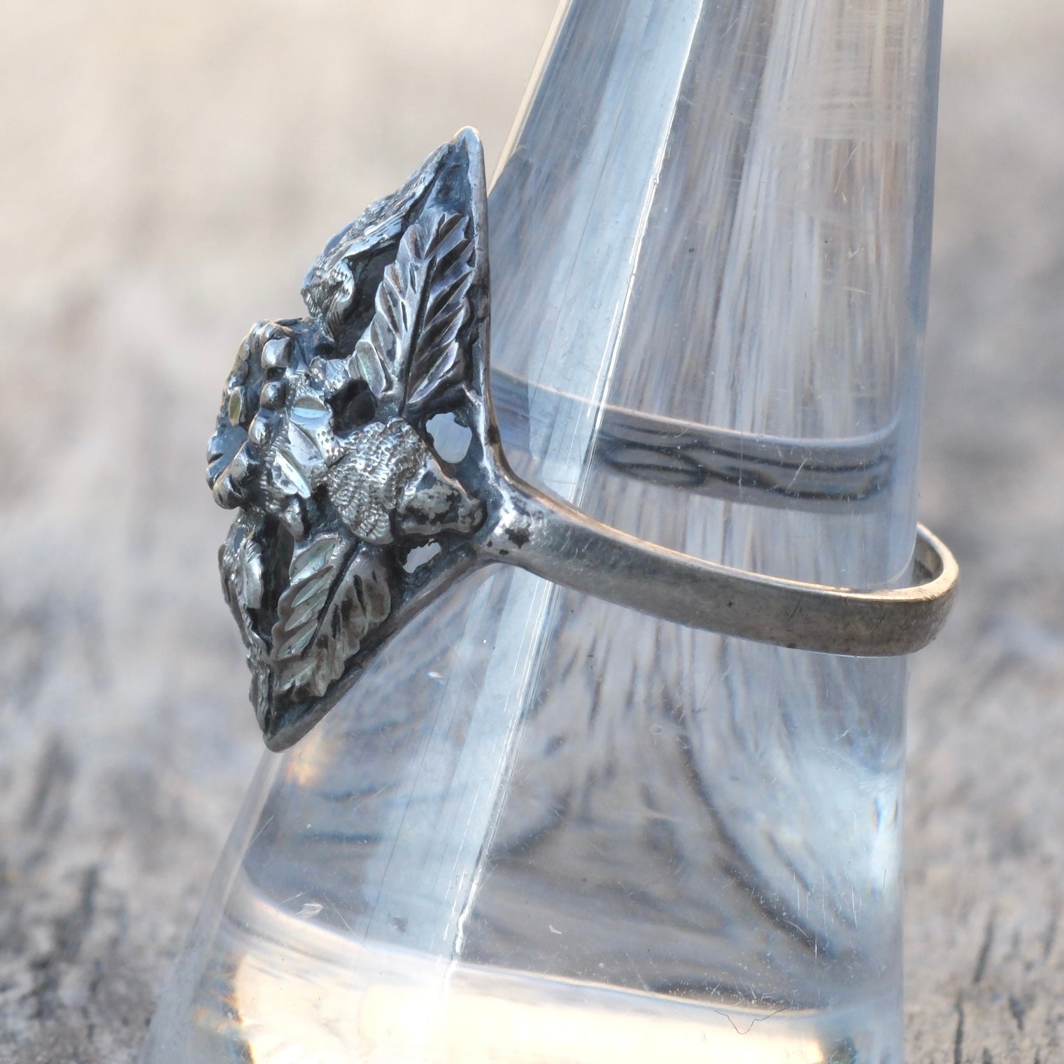 Vintage Sterling Silver Leaf Ring 9