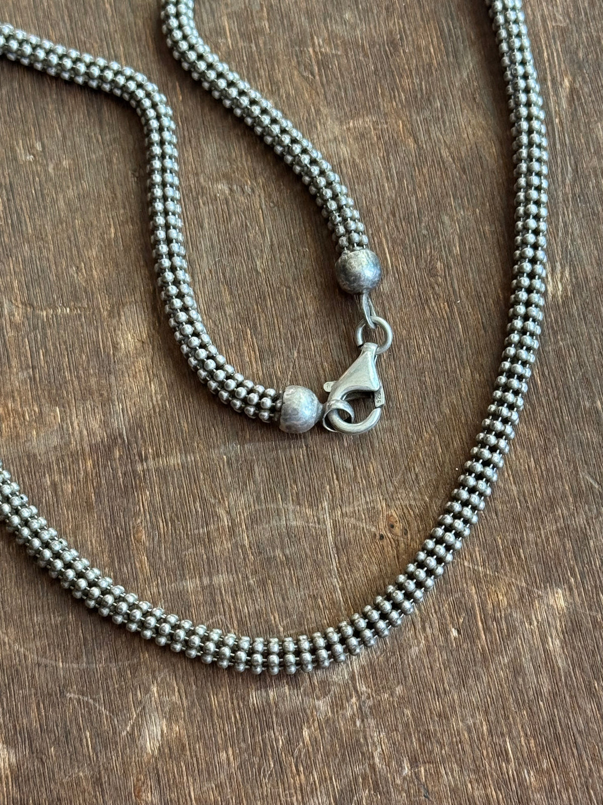 Vintage Sterling Silver 18.5” Popcorn Chain