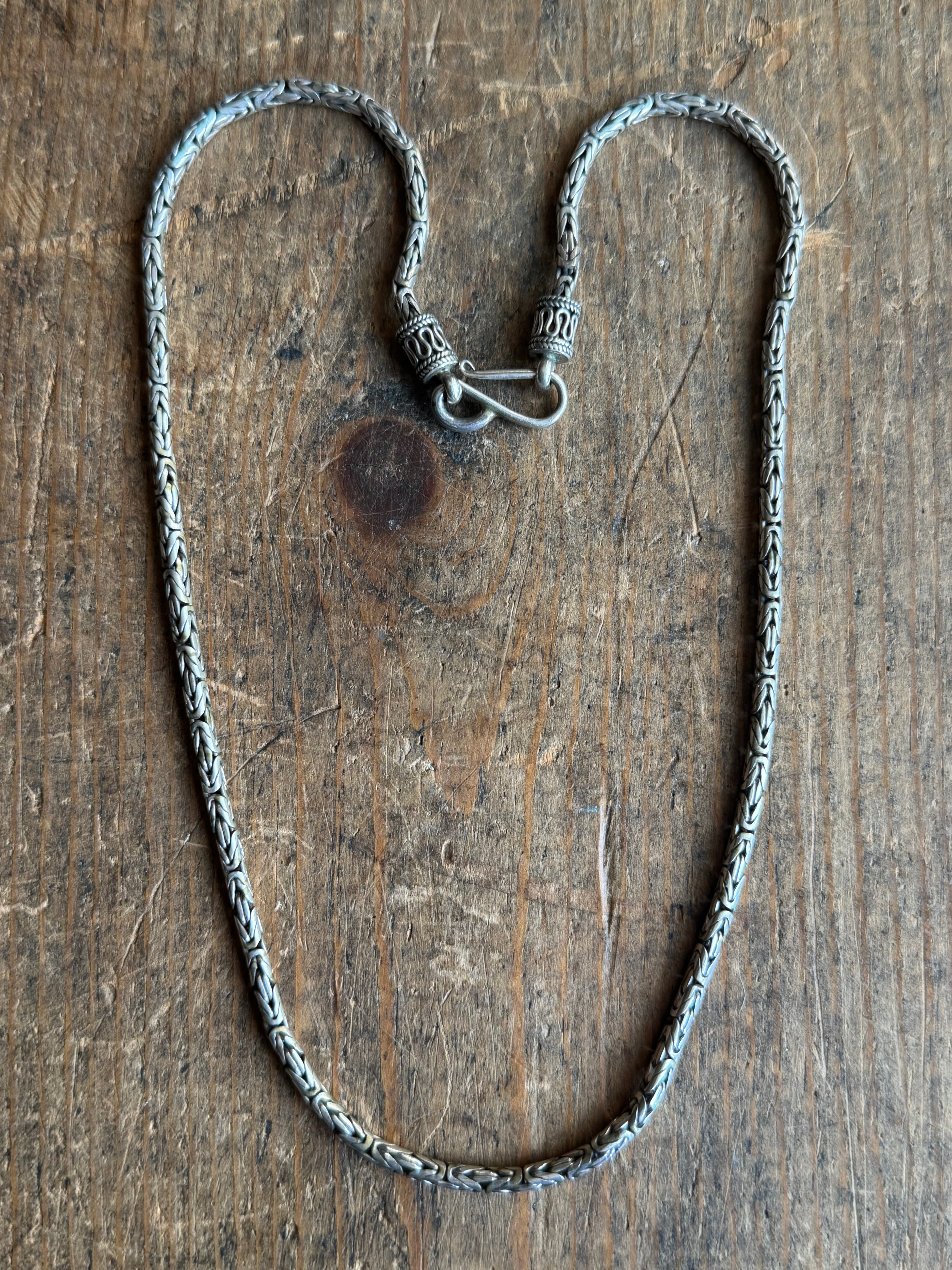 Vintage Sterling Silver 18” Byzantine Chain