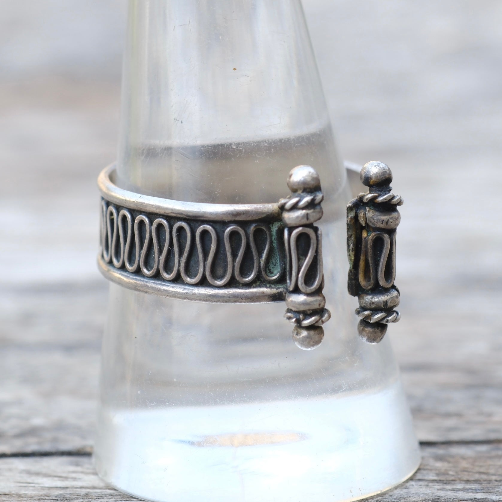 Vintage Sterling Silver Scroll Ring 10.5