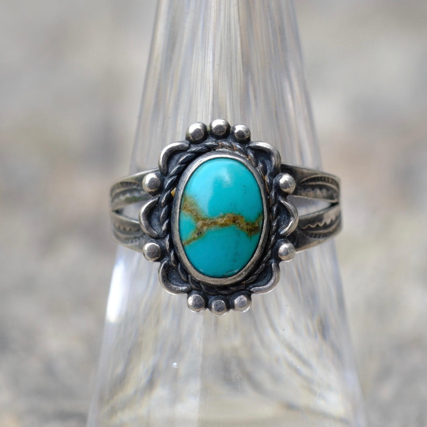 Vintage Sterling Turquoise Ring 6.75