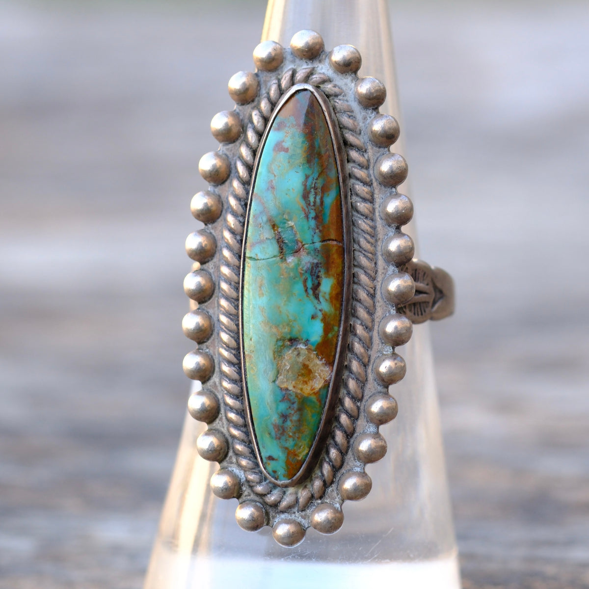 Vintage Sterling Turquoise Ring 7.25