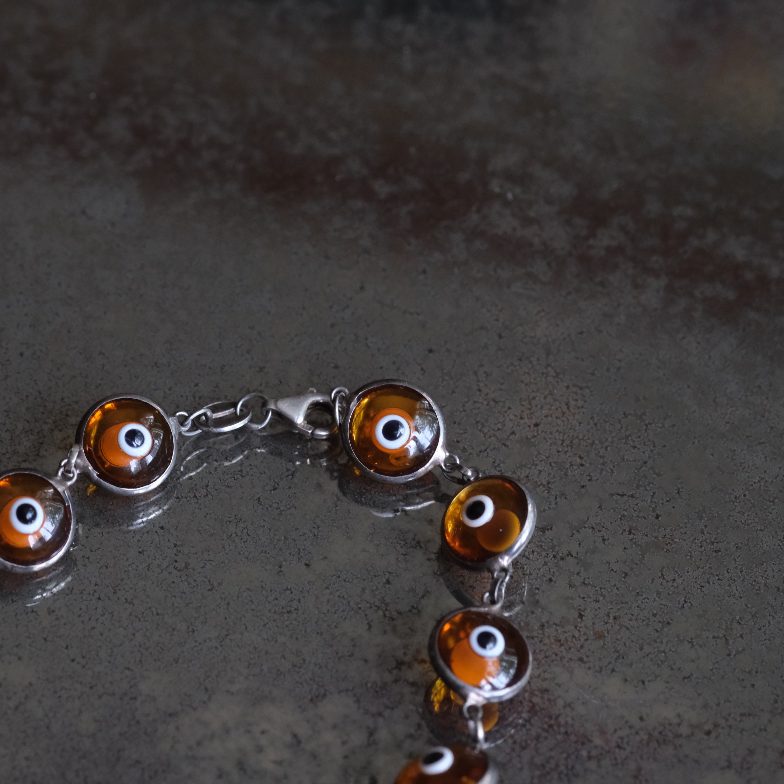 Vintage Sterling Evil Eye Bracelet 7.75"