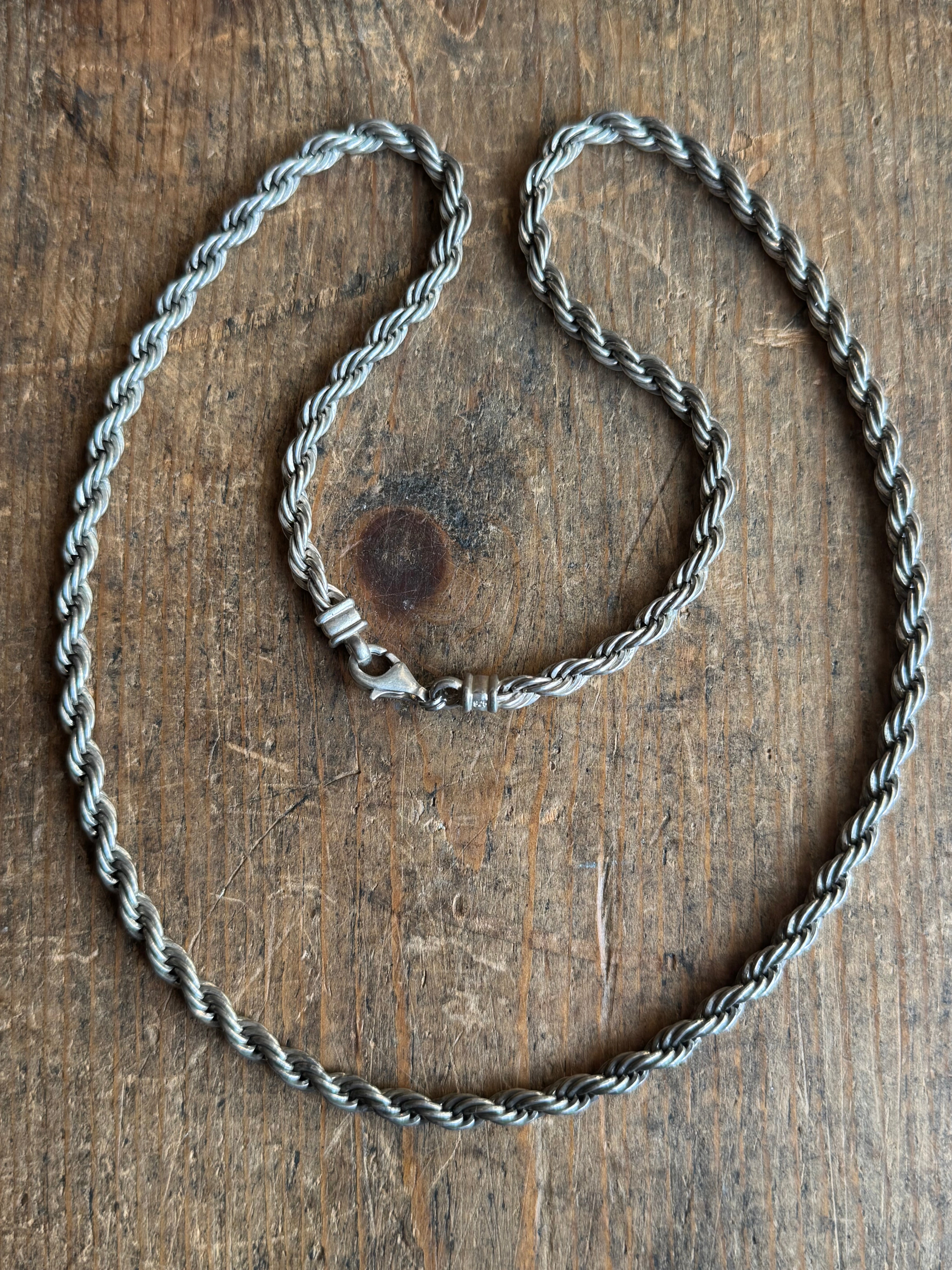 Vintage Sterling Silver 24” Chunky Rope Chain