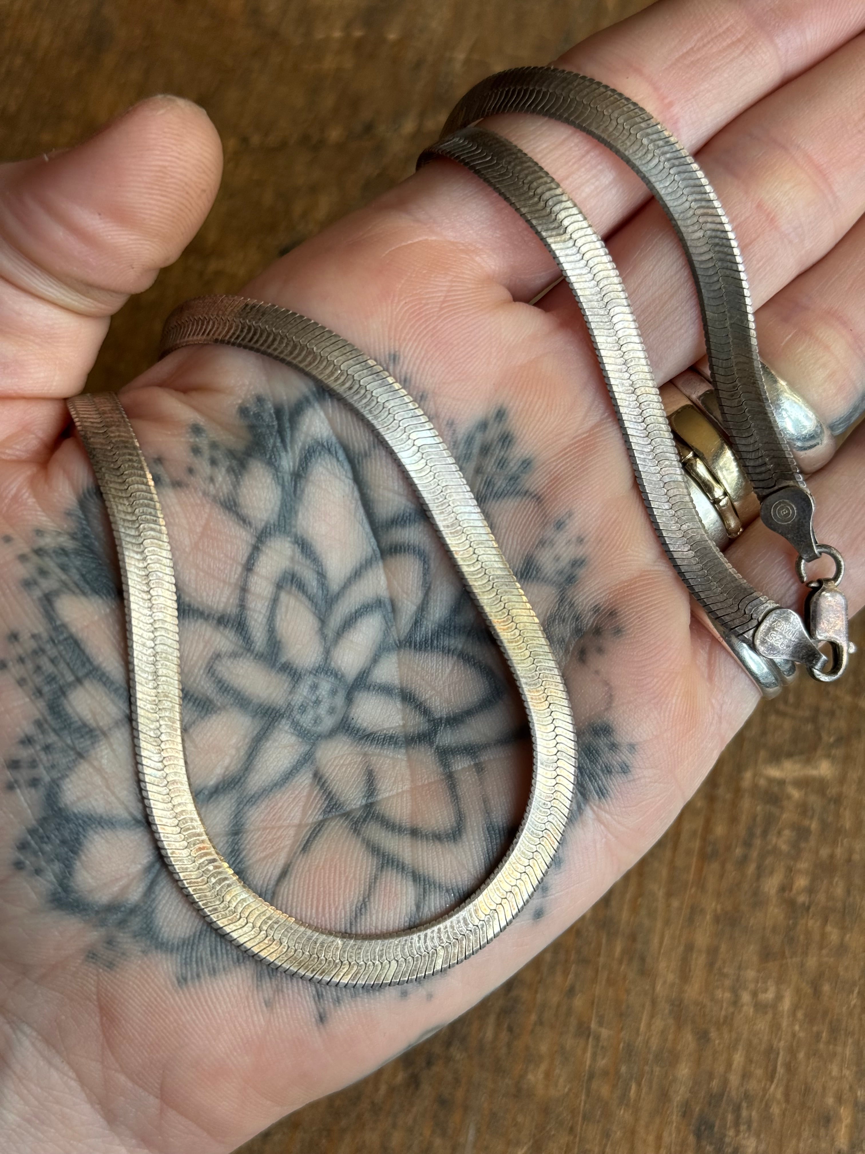 Vintage Sterling Silver 20.5” Herringbone Chain