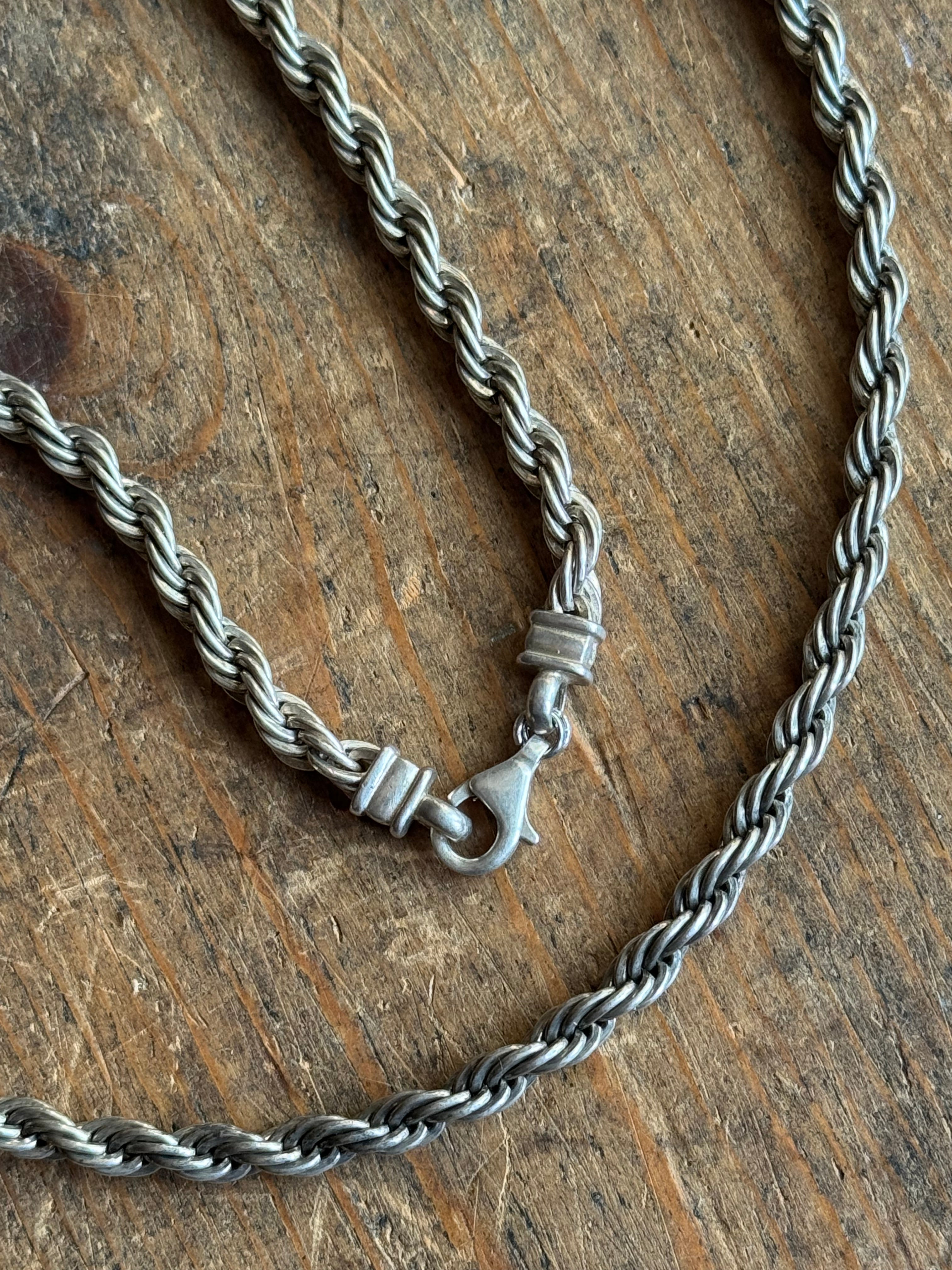 Vintage Sterling Silver 24” Chunky Rope Chain