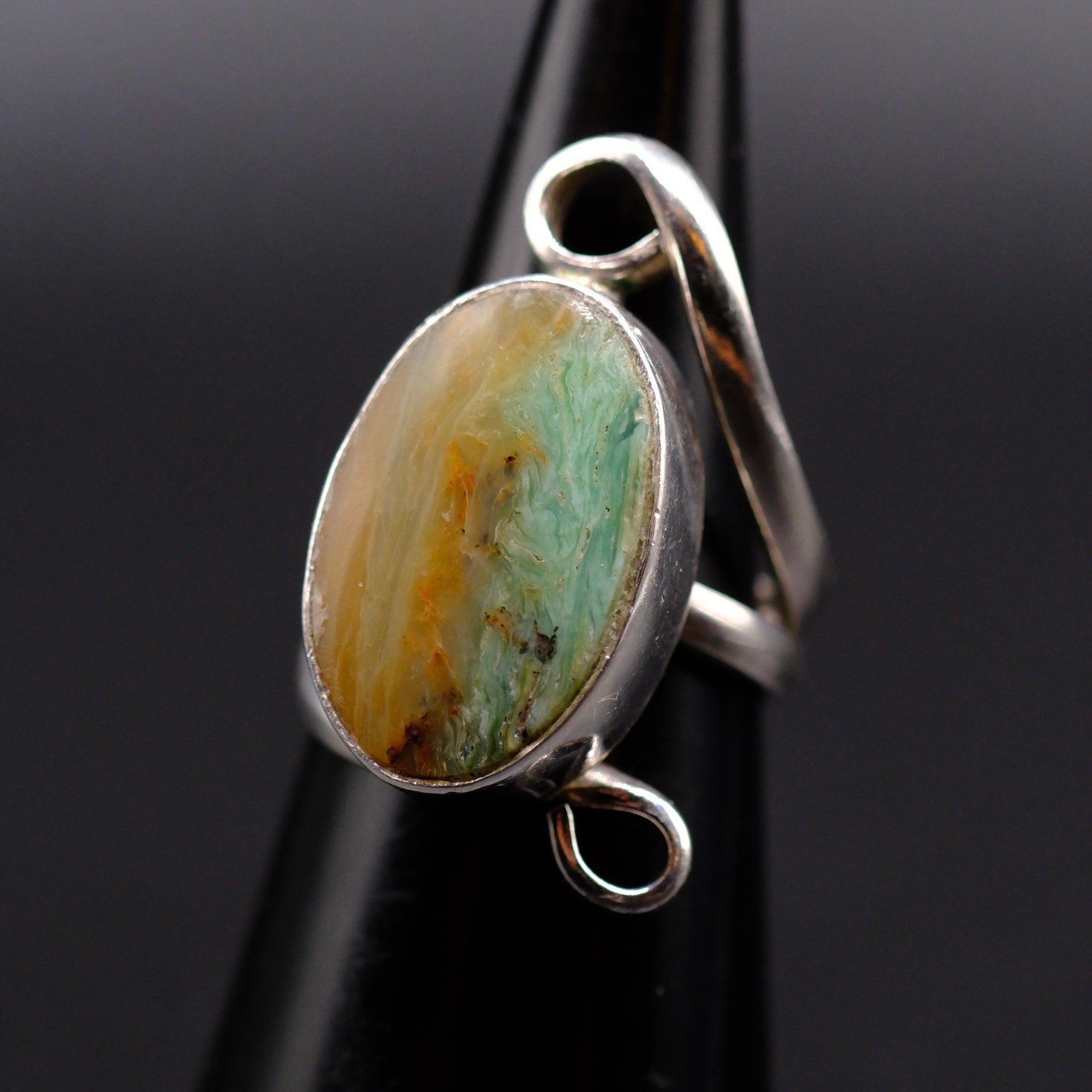Vintage Sterling Agate Ring 4.25