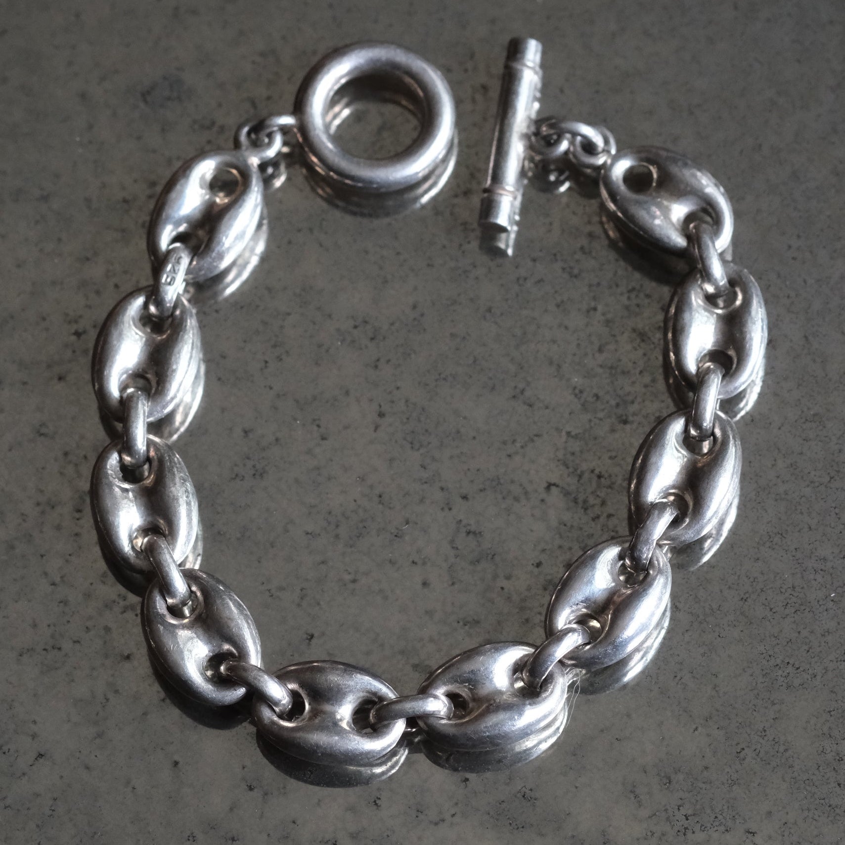 Vintage Sterling Puffy Mariner Chain Bracelet