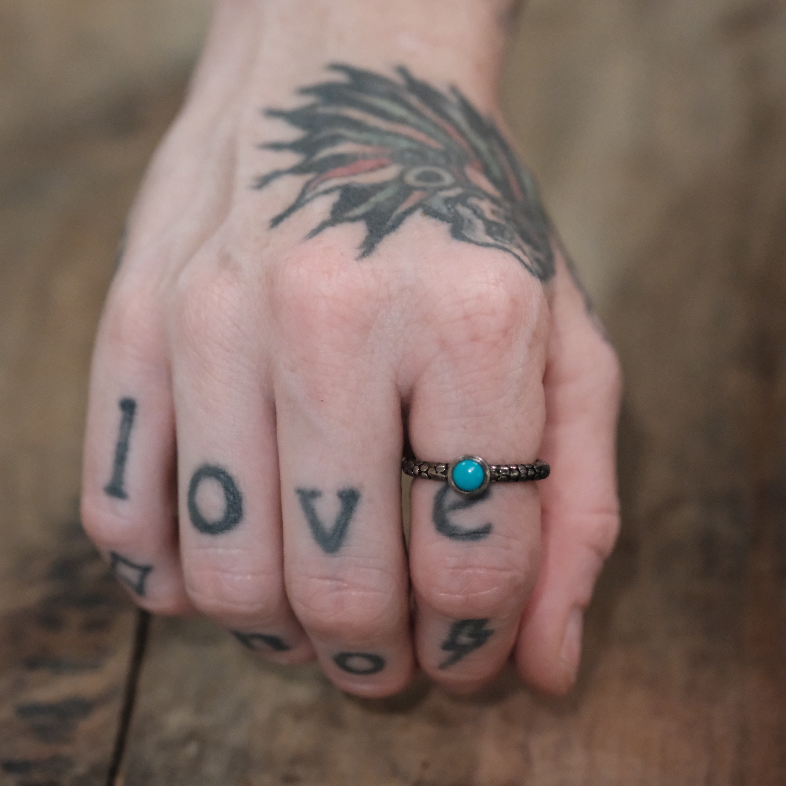 Vintage Sterling Turquoise Ring 7.75