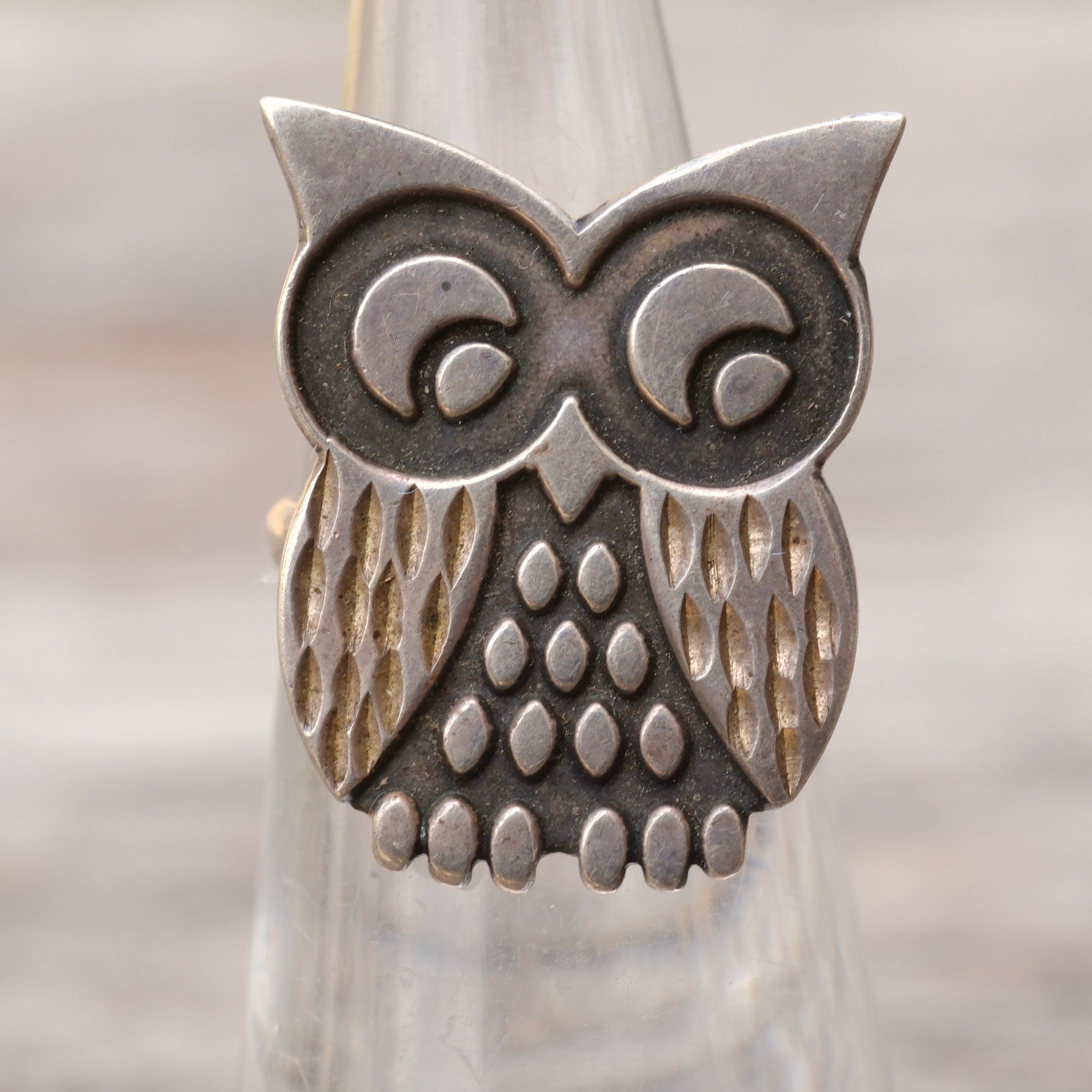 Vintage Sterling Silver Owl Ring 5