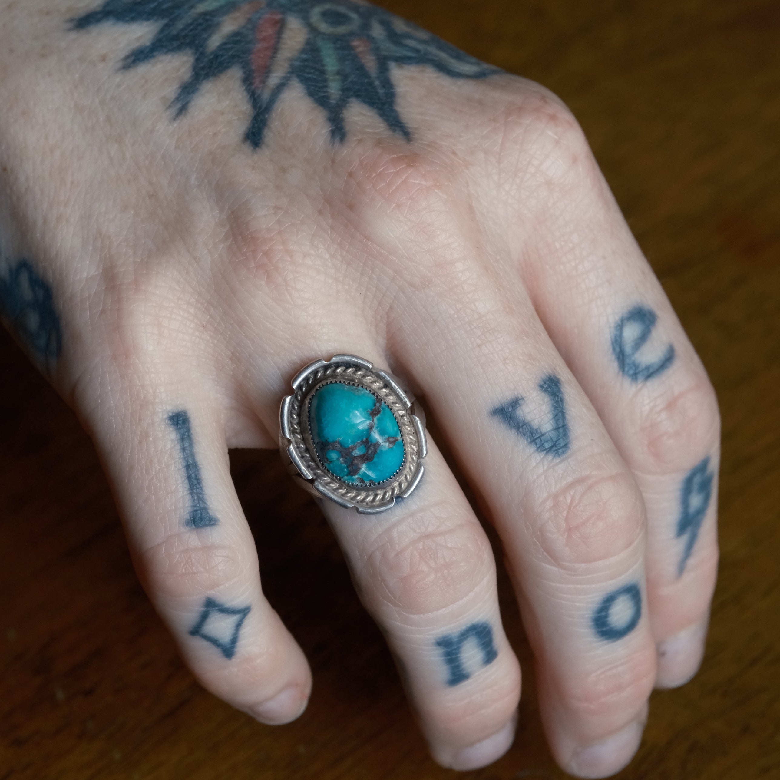 Vintage Sterling Turquoise Ring 6.5