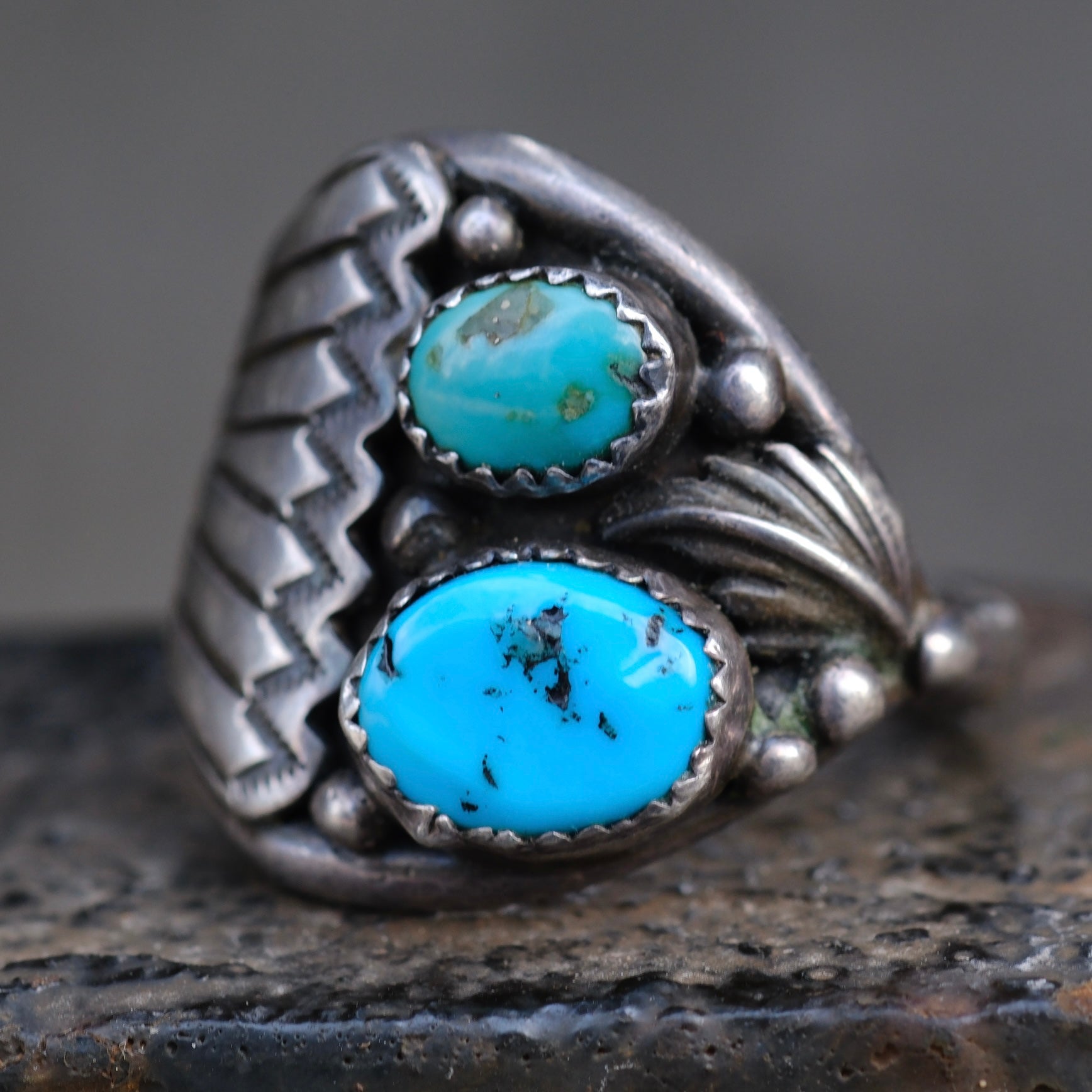 Vintage Sterling Asymmetrical Ribbed Ring 11.5