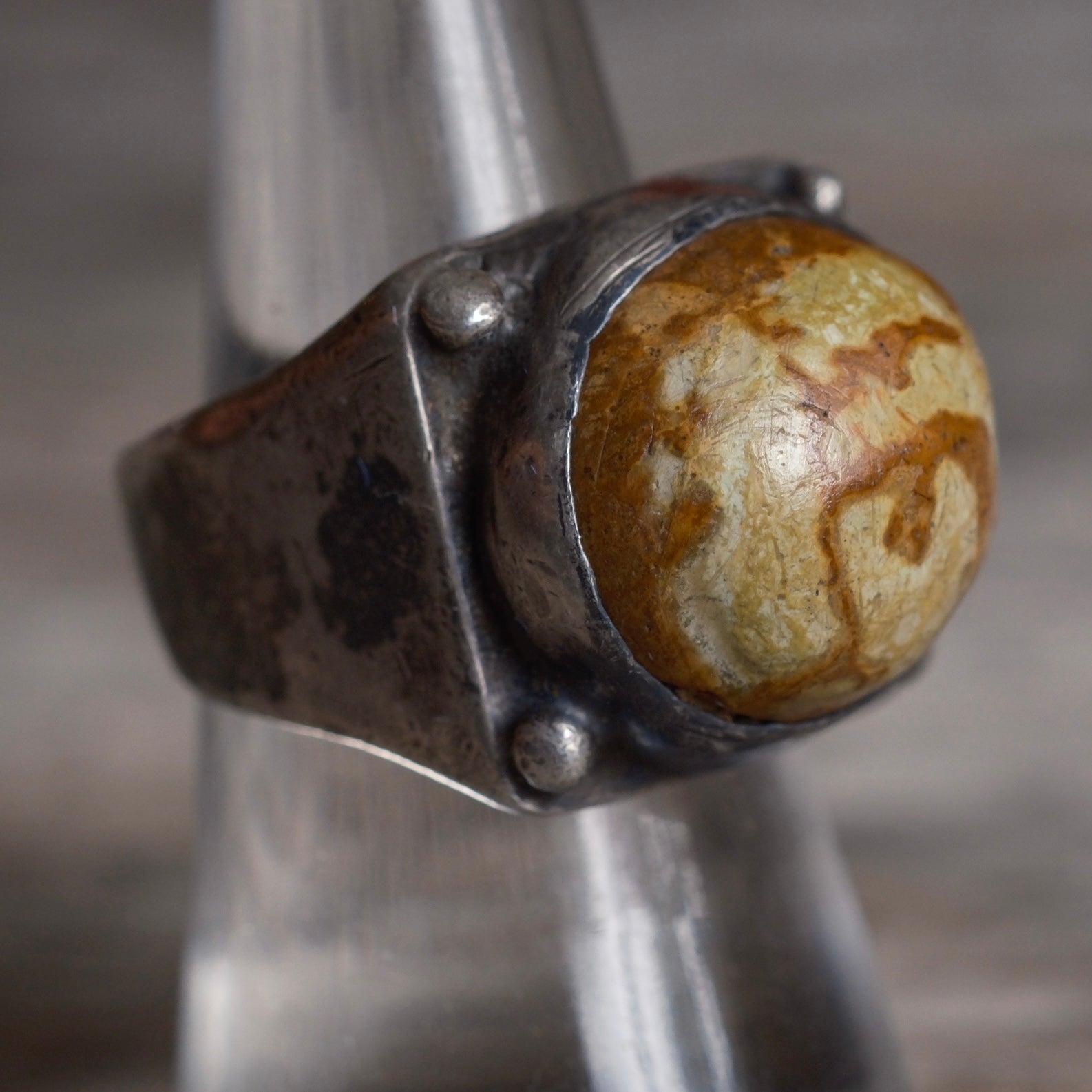 Vintage Sterling Chunky Turquoise Ring 7.25